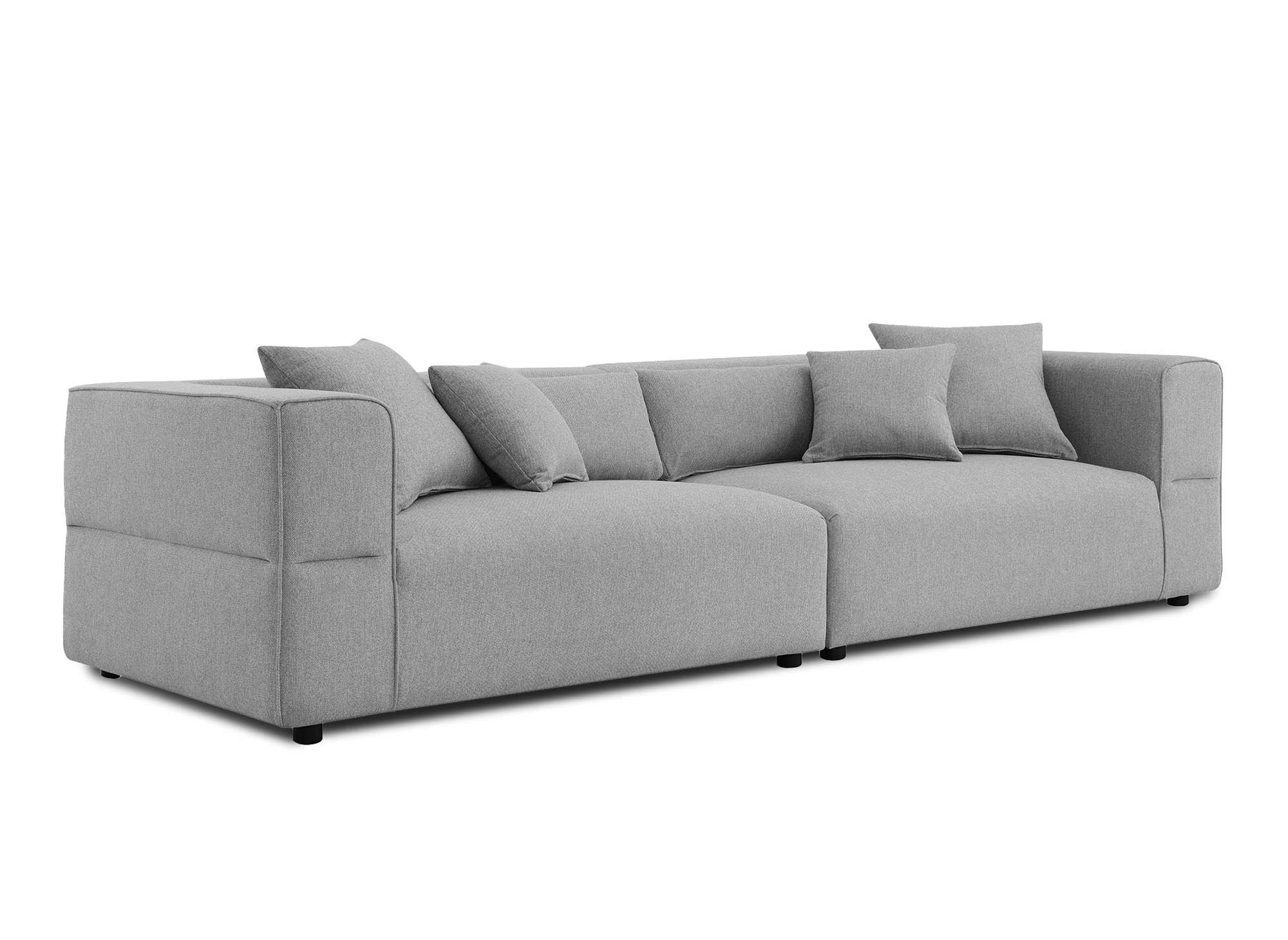 EVELYNE 4-Sitzer-Sofa mit festem Sitz in grauem Stoff