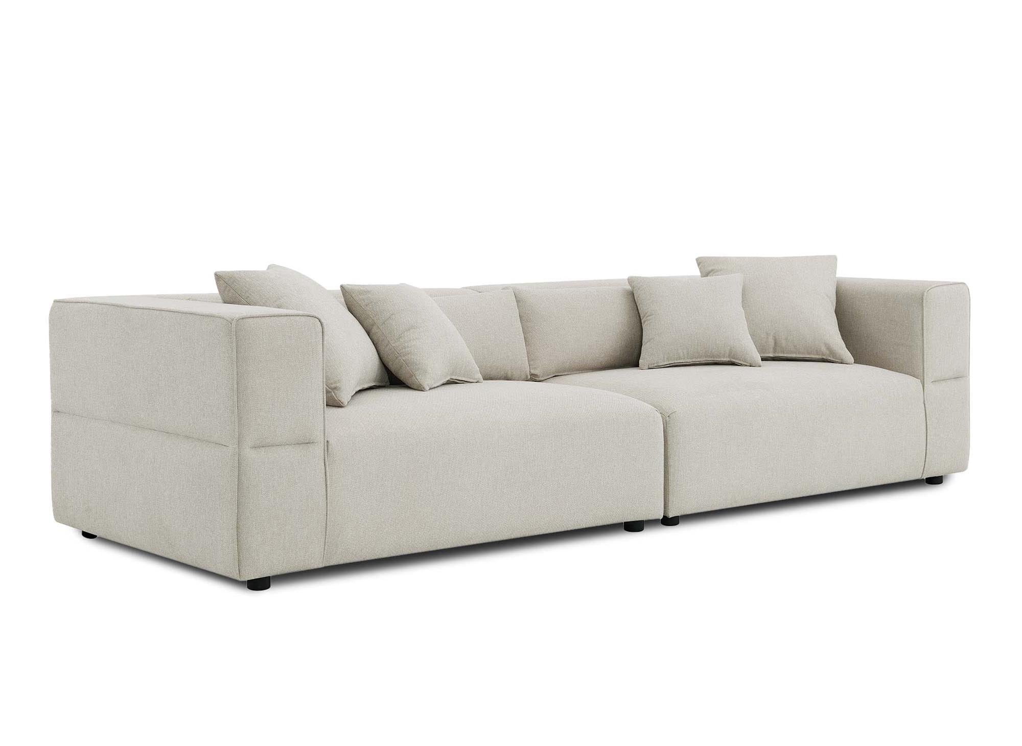 EVELYNE 4-Sitzer-Sofa mit festem Sitz in beigem Stoff