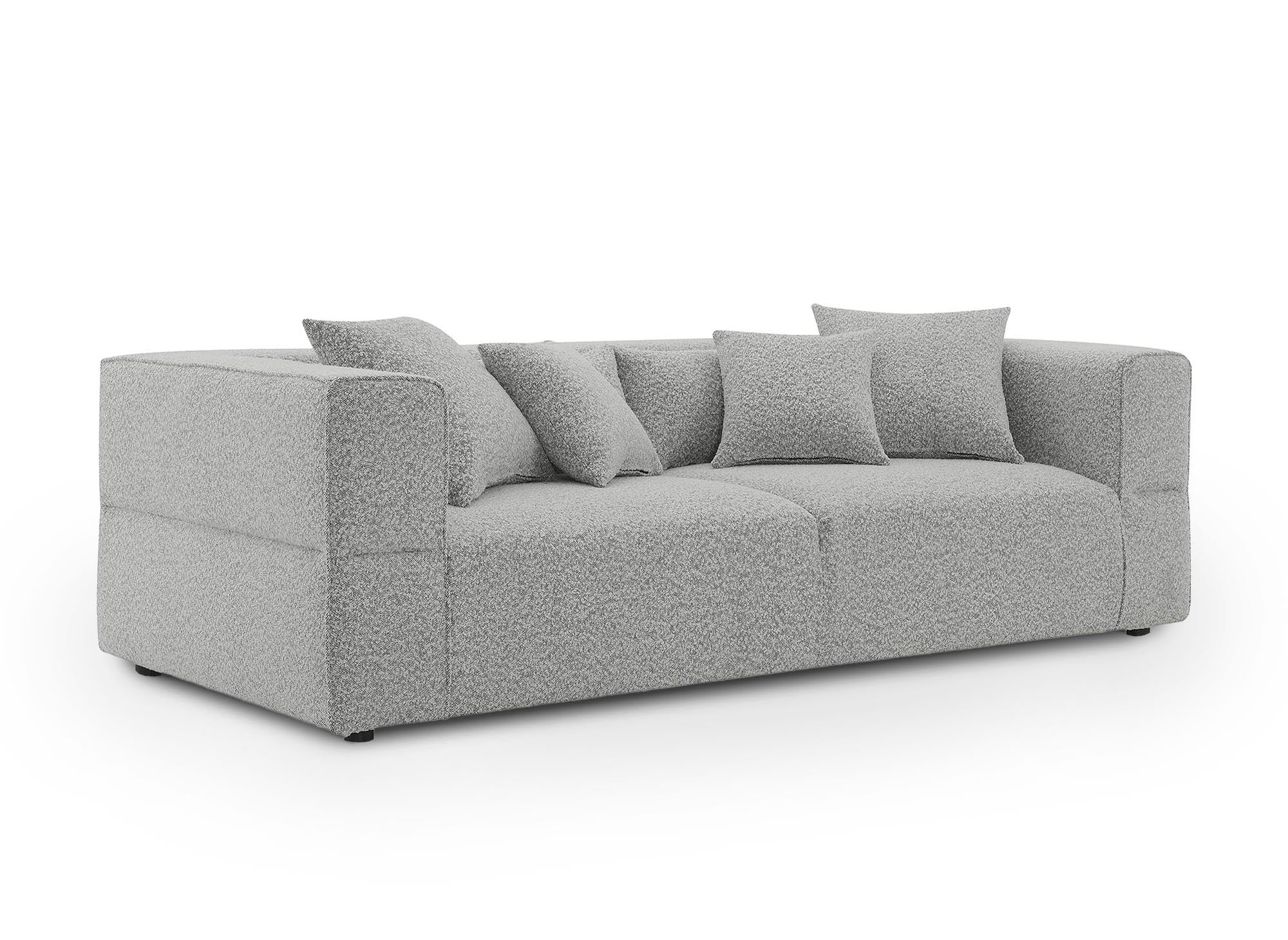 EVELYNE 3-Sitzer-Sofa mit festem Sitz in grauer Schaffelloptik