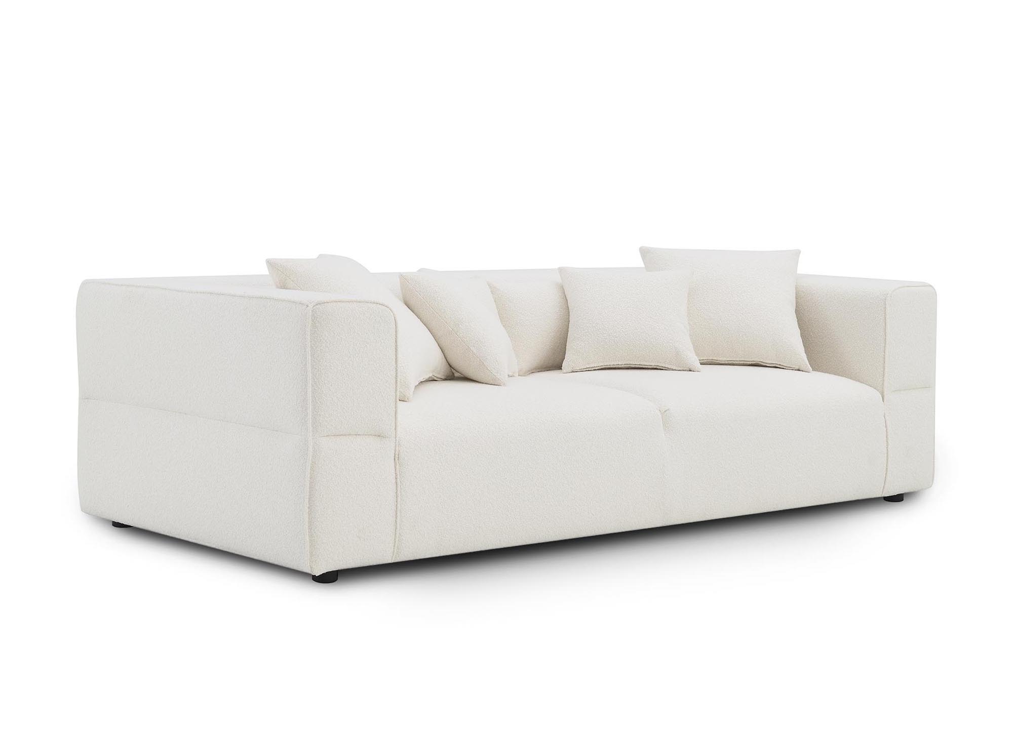 EVELYNE 3-Sitzer-Sofa mit festem Sitz in beiger Schaffelloptik