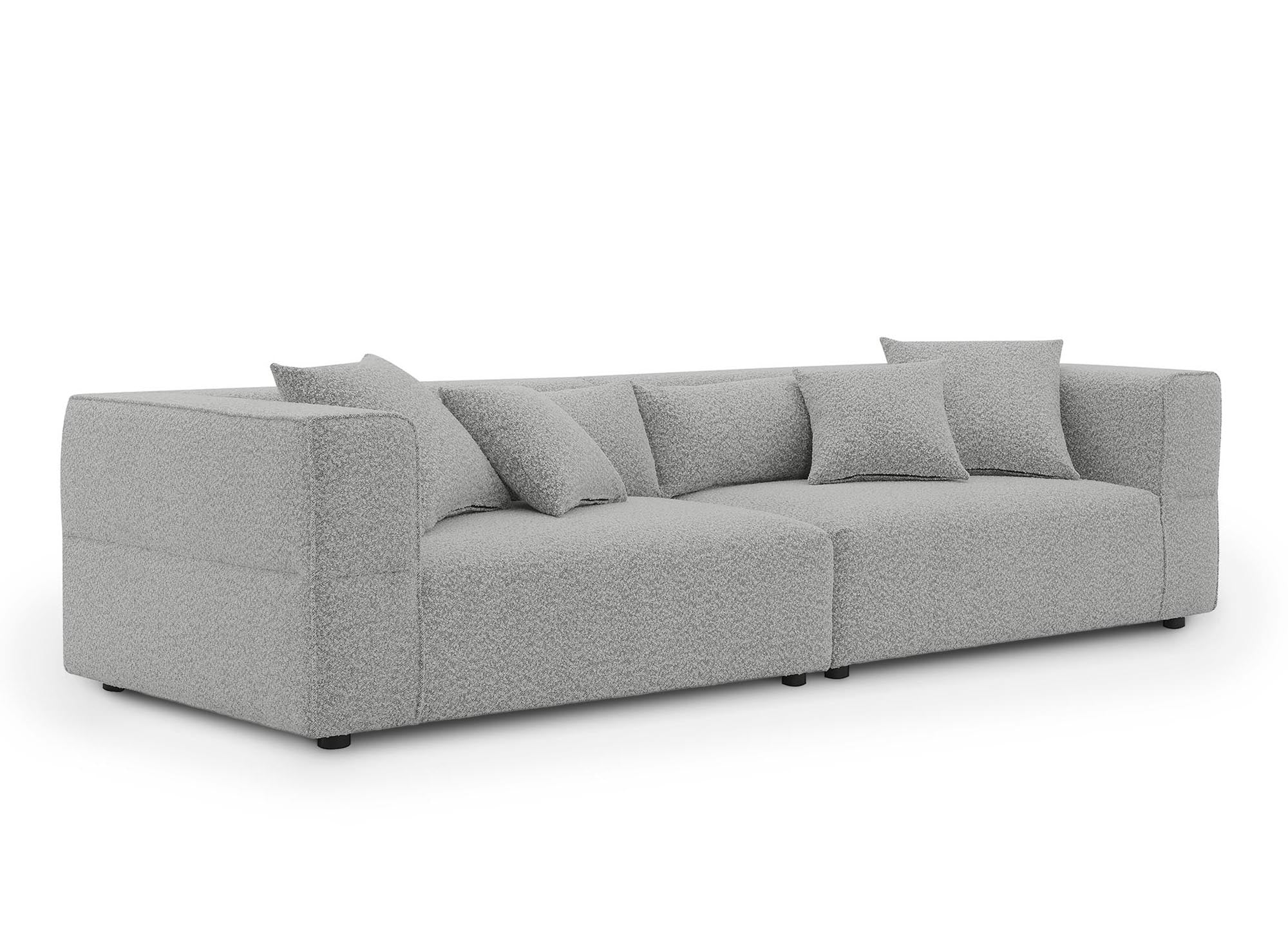 EVELYNE 4-Sitzer-Sofa mit festem Sitz in grauer Schaffelloptik