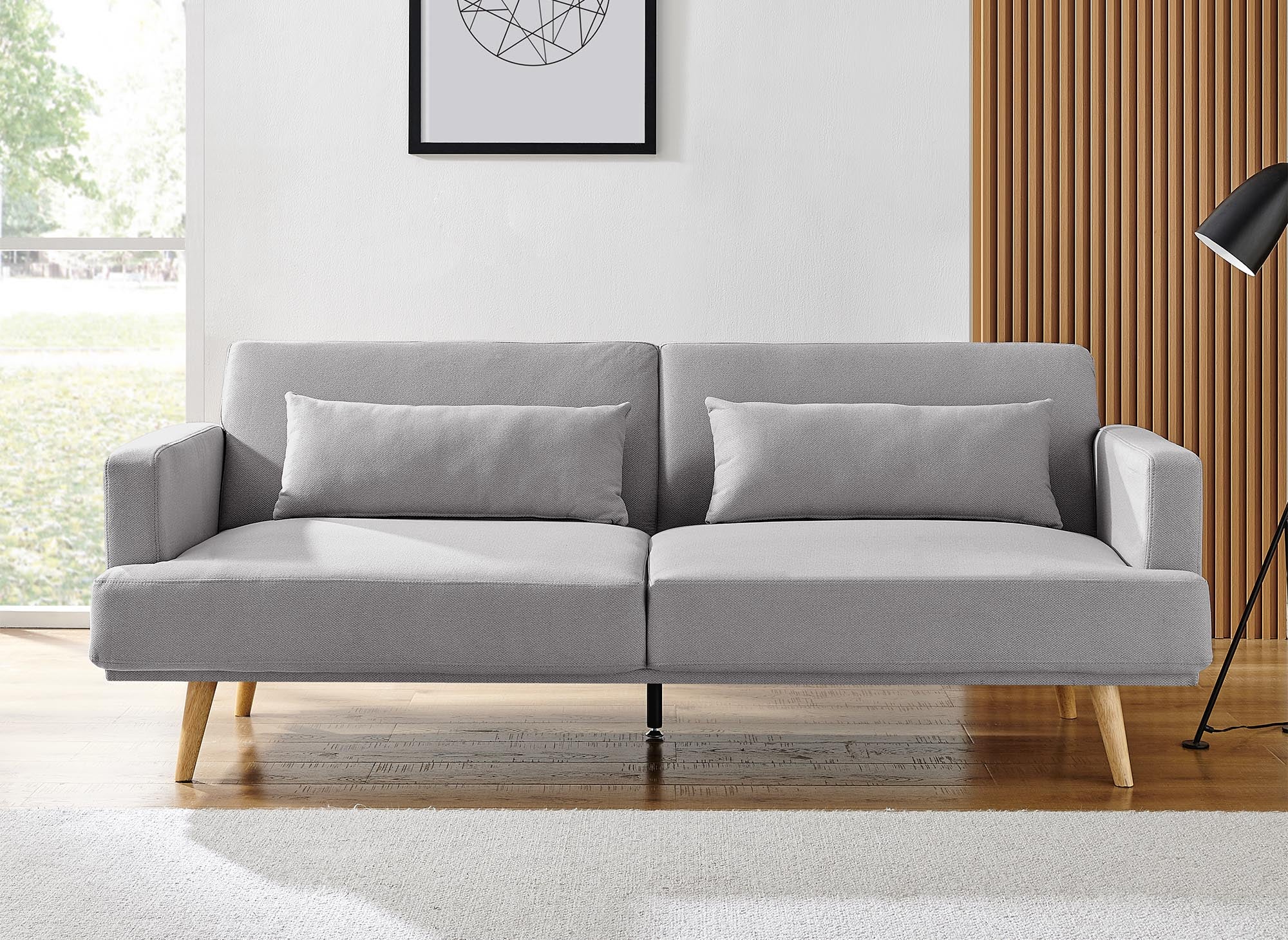 BART 3-Sitzer-Schlafsofa aus grauem Stoff