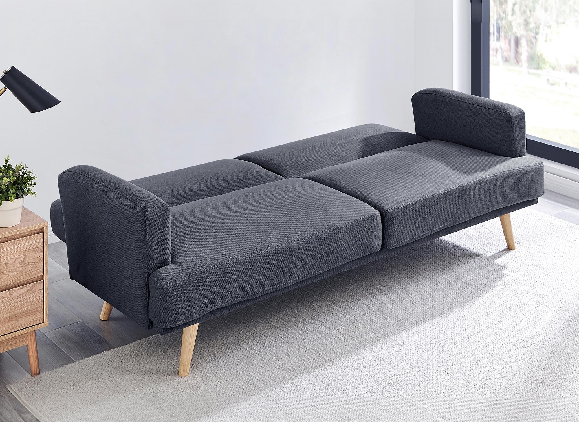 BART 3-Sitzer-Schlafsofa aus dunkelgrauem Stoff