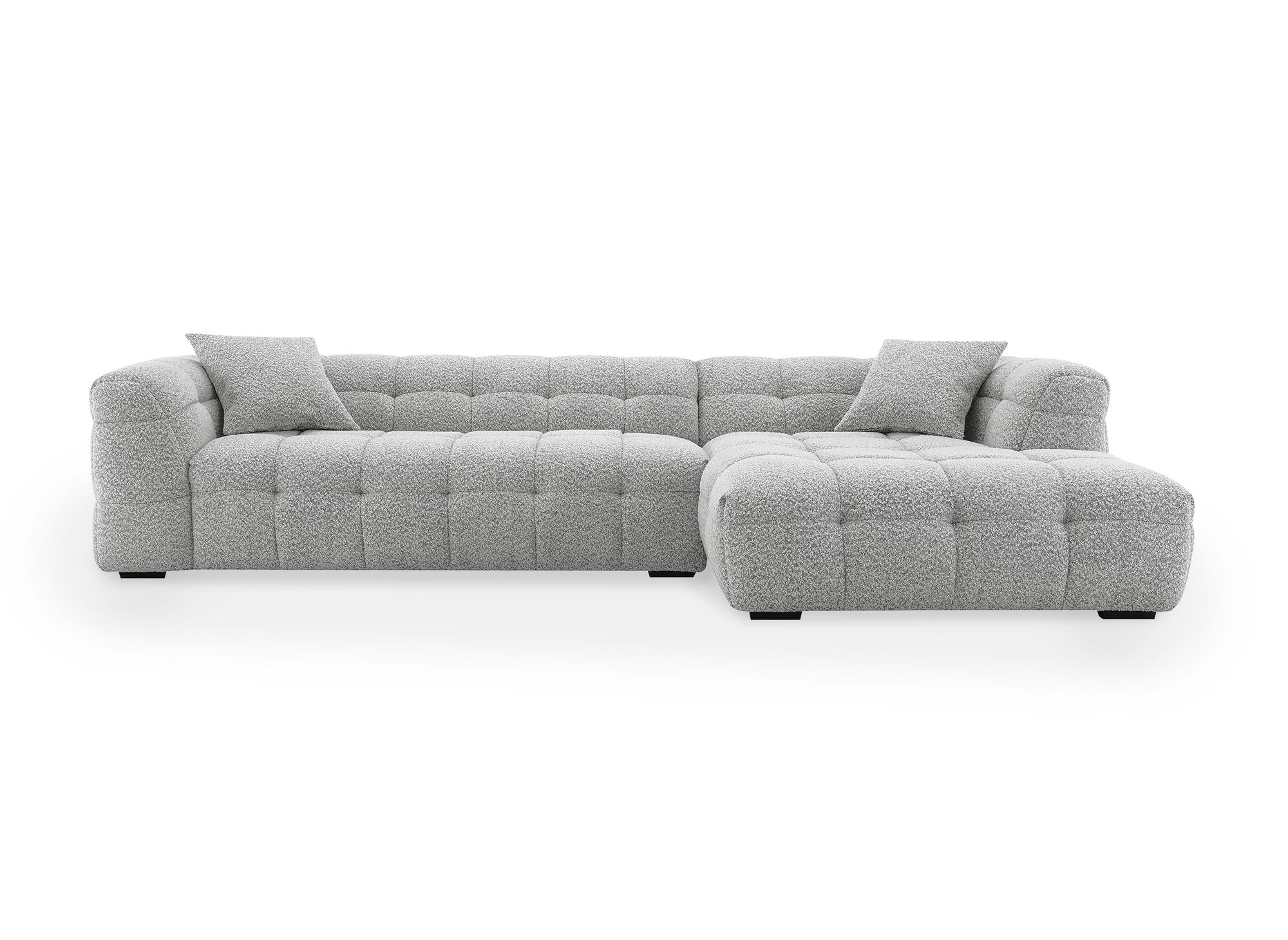 Ecksofa BELLA, grau, Schaffell-Effekt, rechtwinklig