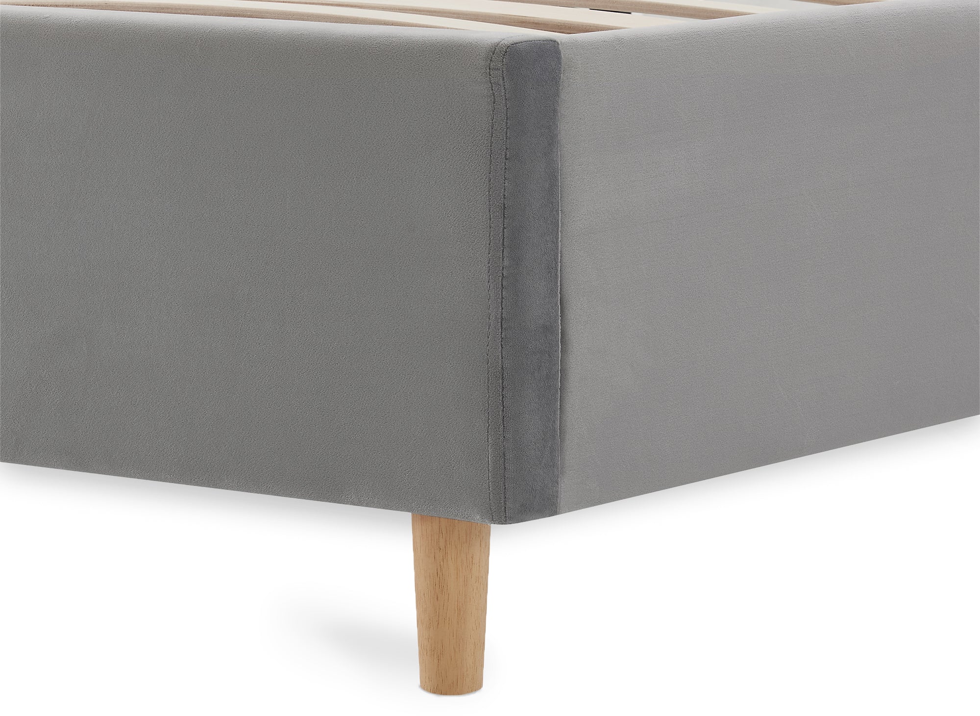 MAREVA Doppelbett aus getuftetem Samt, grau, 140 x 190 cm