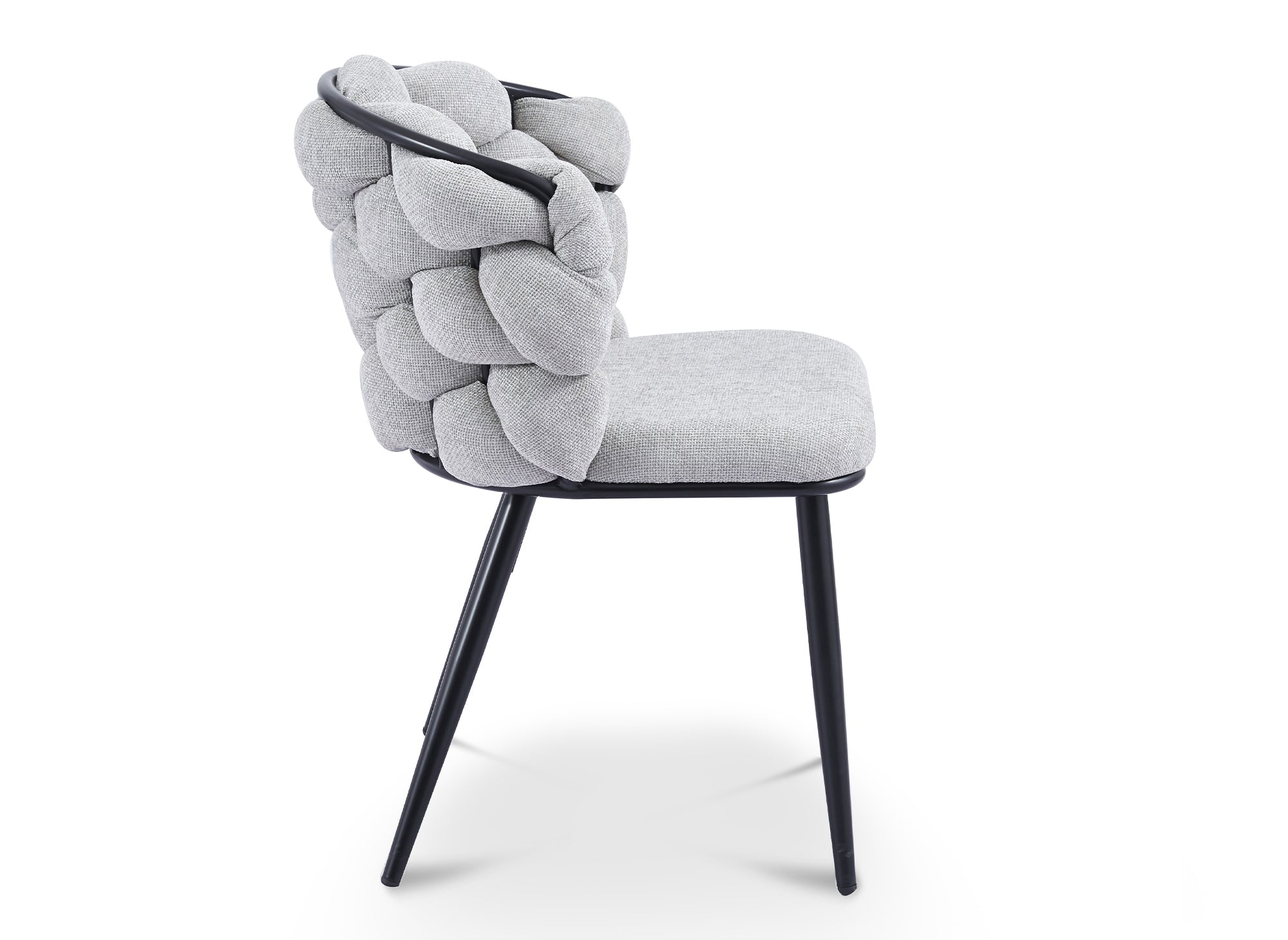 2er-Set Stühle aus grauem Stoff mit schwarzen Metallbeinen CECILE