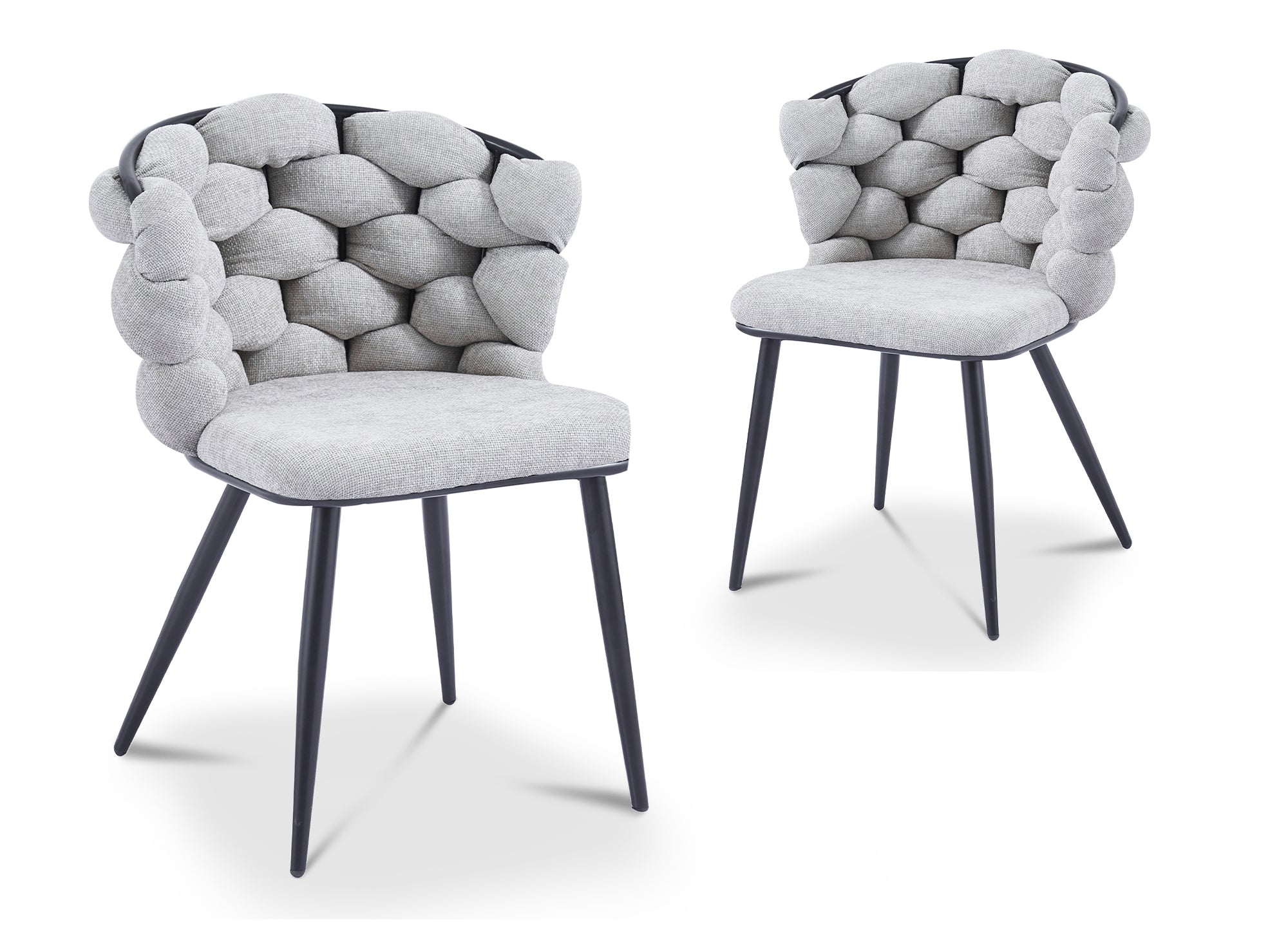 2er-Set Stühle aus grauem Stoff mit schwarzen Metallbeinen CECILE
