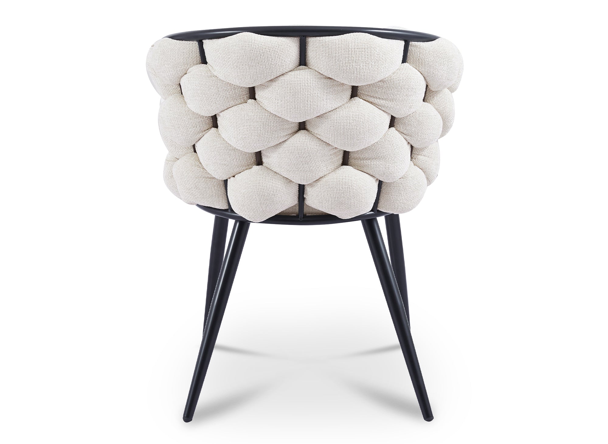 2er-Set Stühle aus beigem Stoff mit schwarzen Metallbeinen CECILE