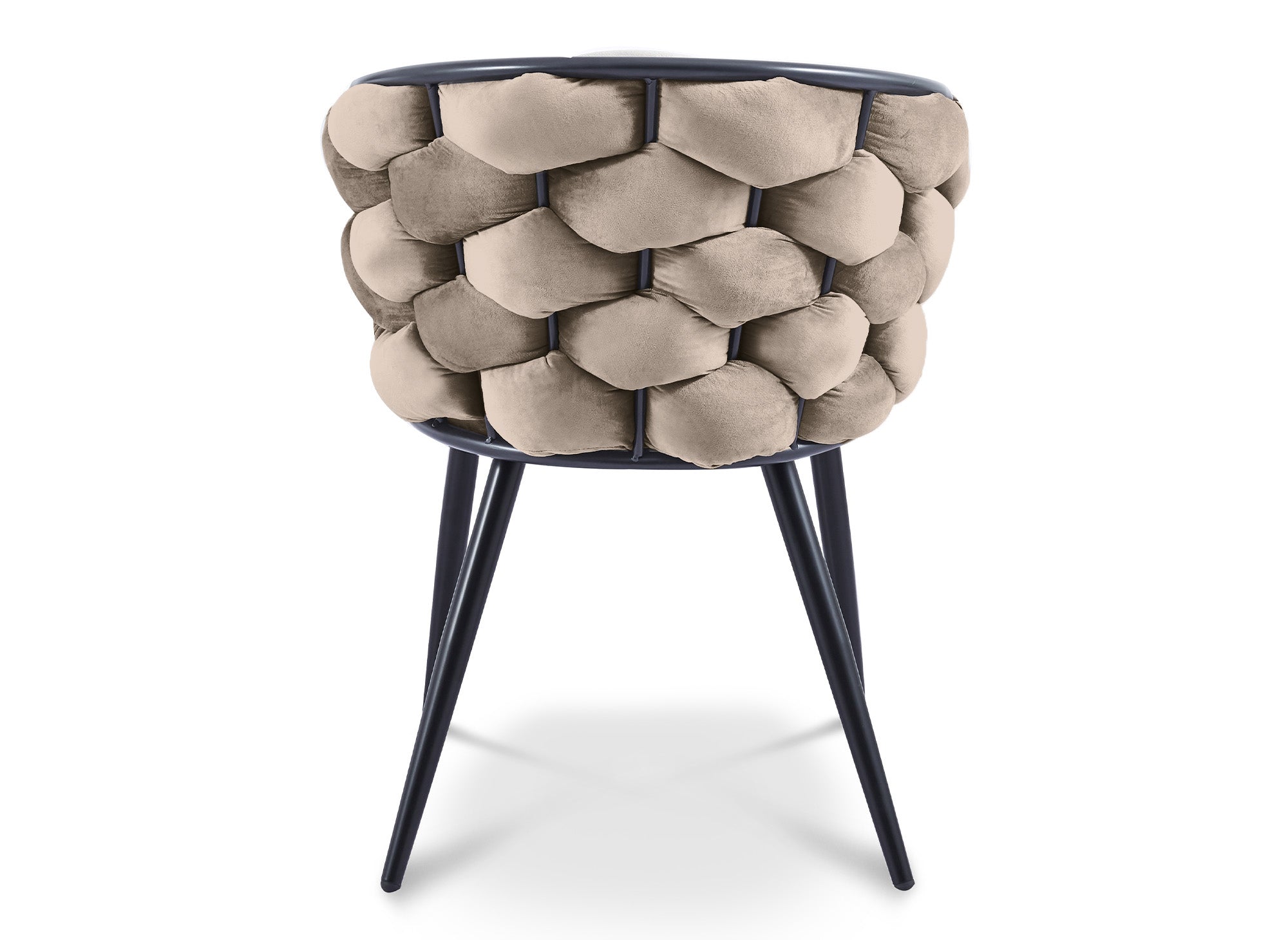 2er-Set taupefarbene Samtstühle mit schwarzen Metallbeinen CECILE