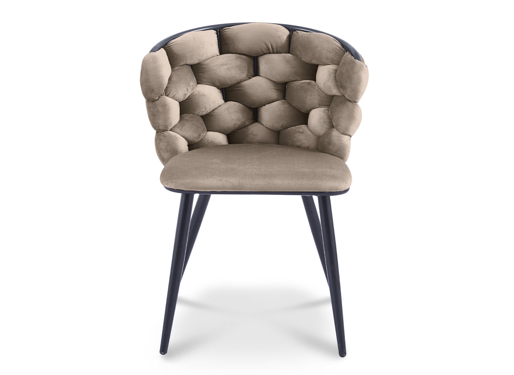 2er-Set taupefarbene Samtstühle mit schwarzen Metallbeinen CECILE