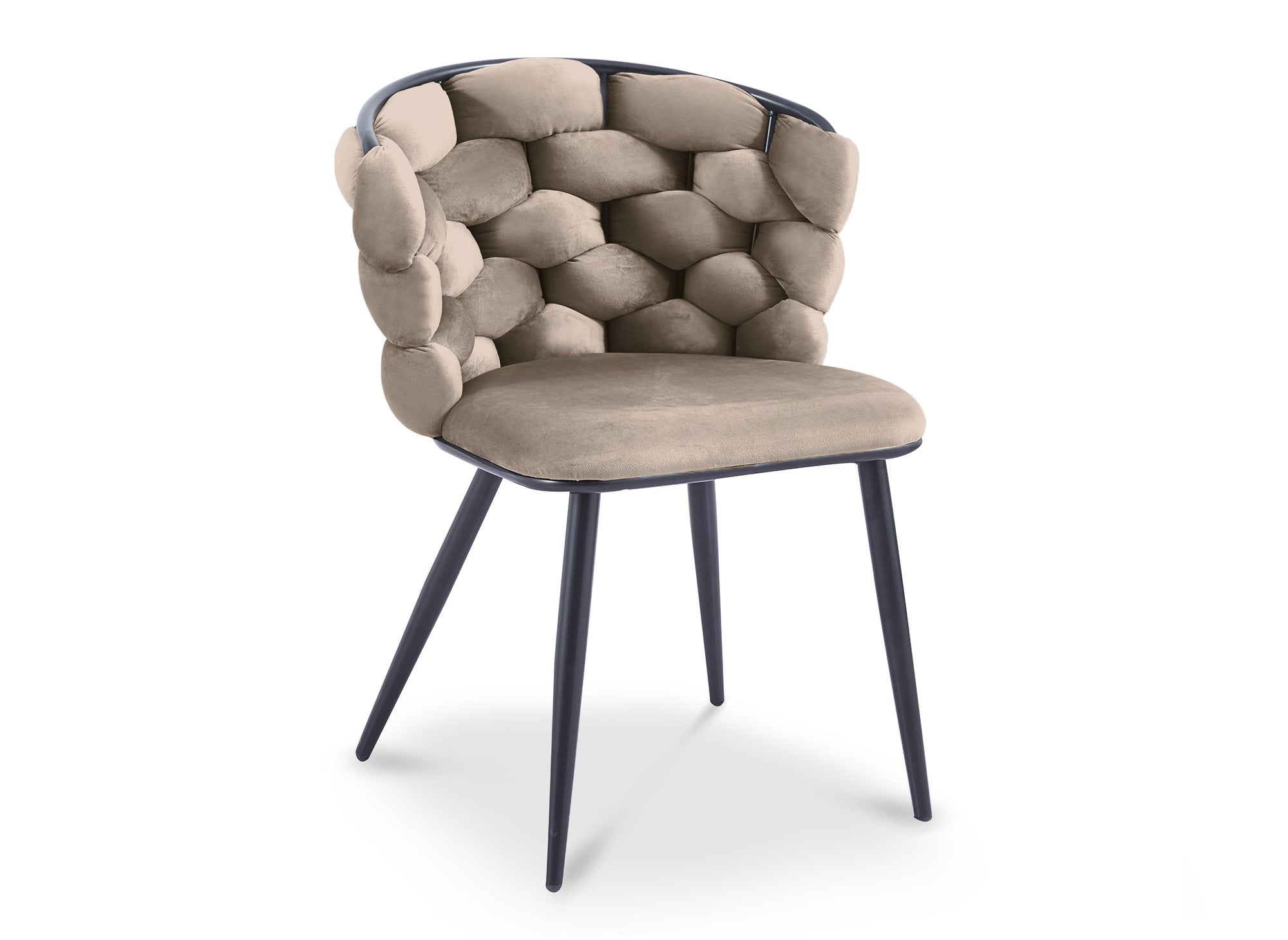 2er-Set taupefarbene Samtstühle mit schwarzen Metallbeinen CECILE