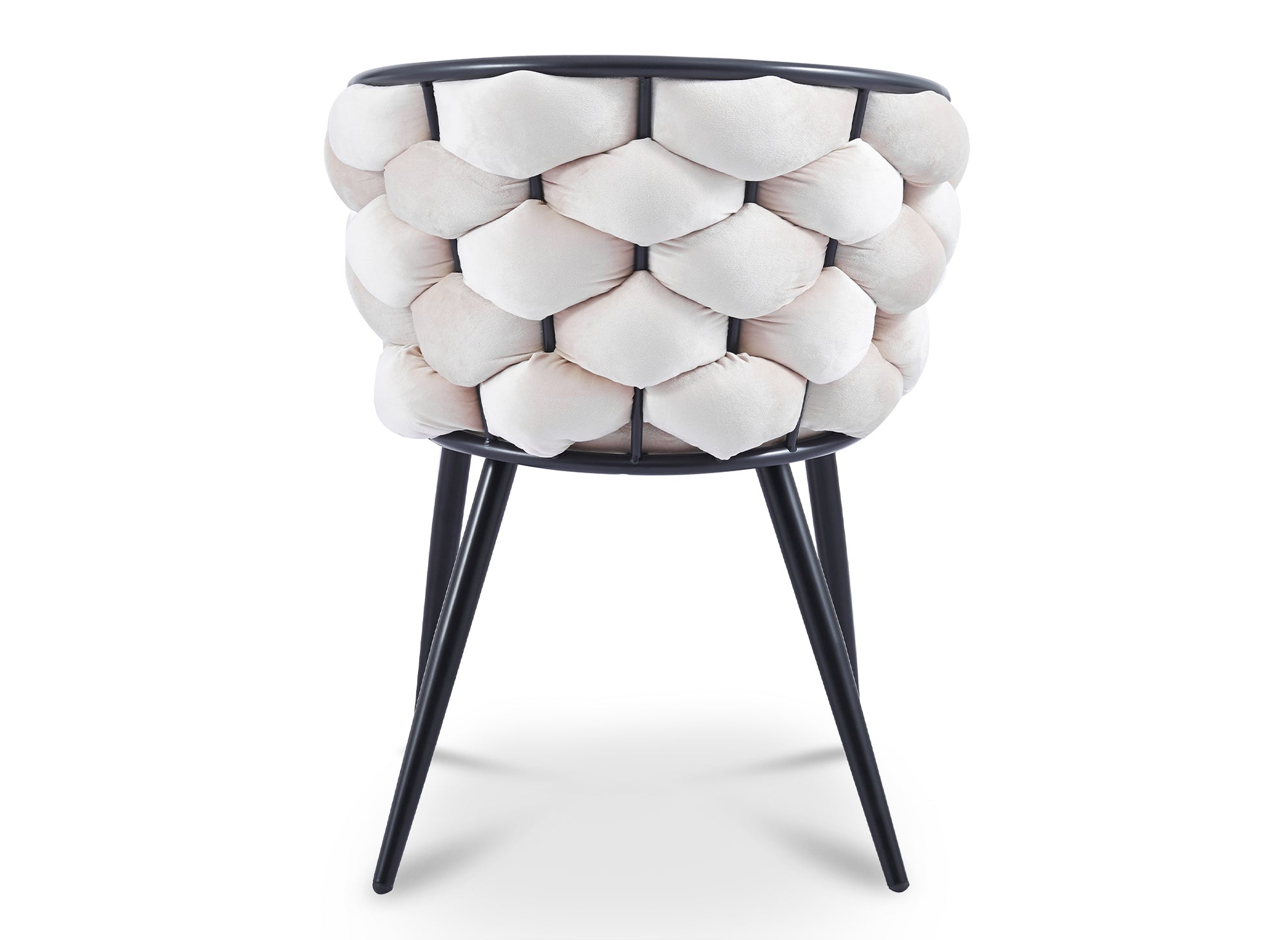 2er-Set beige Samtstühle mit schwarzen Metallbeinen CECILE
