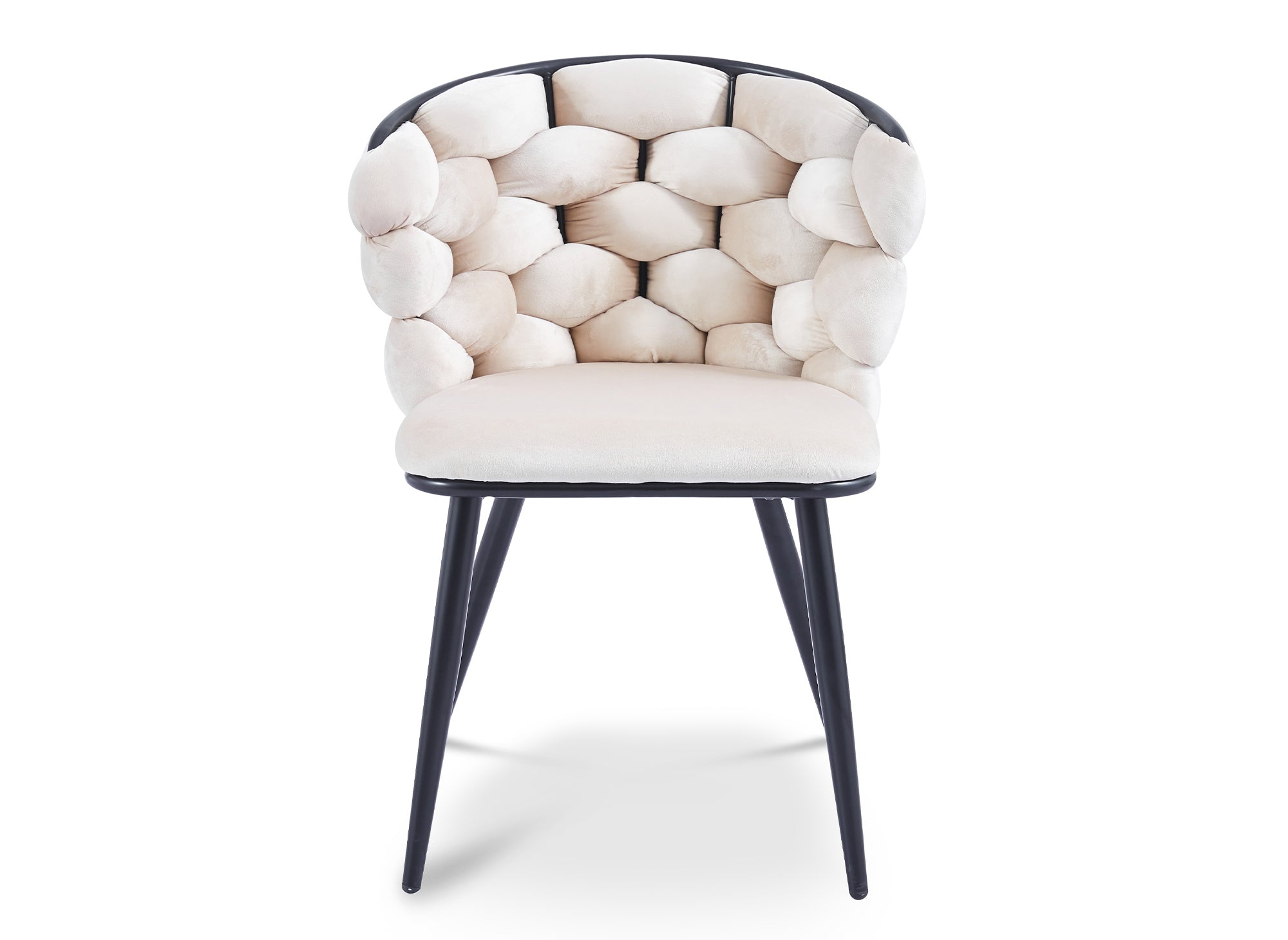 2er-Set beige Samtstühle mit schwarzen Metallbeinen CECILE