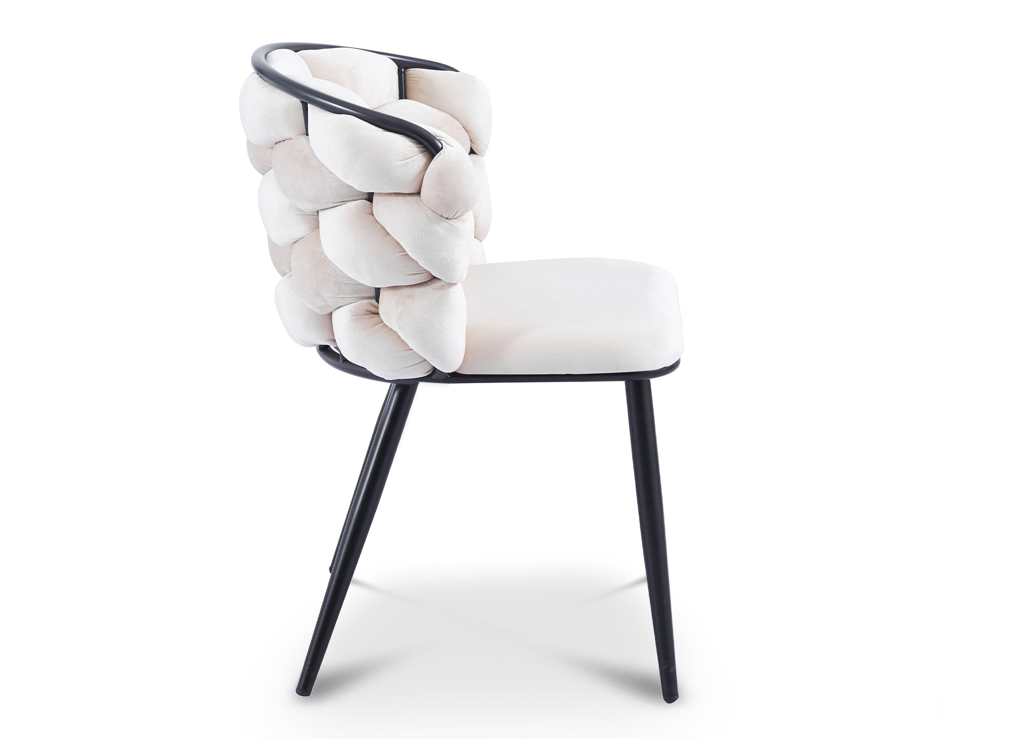 2er-Set beige Samtstühle mit schwarzen Metallbeinen CECILE