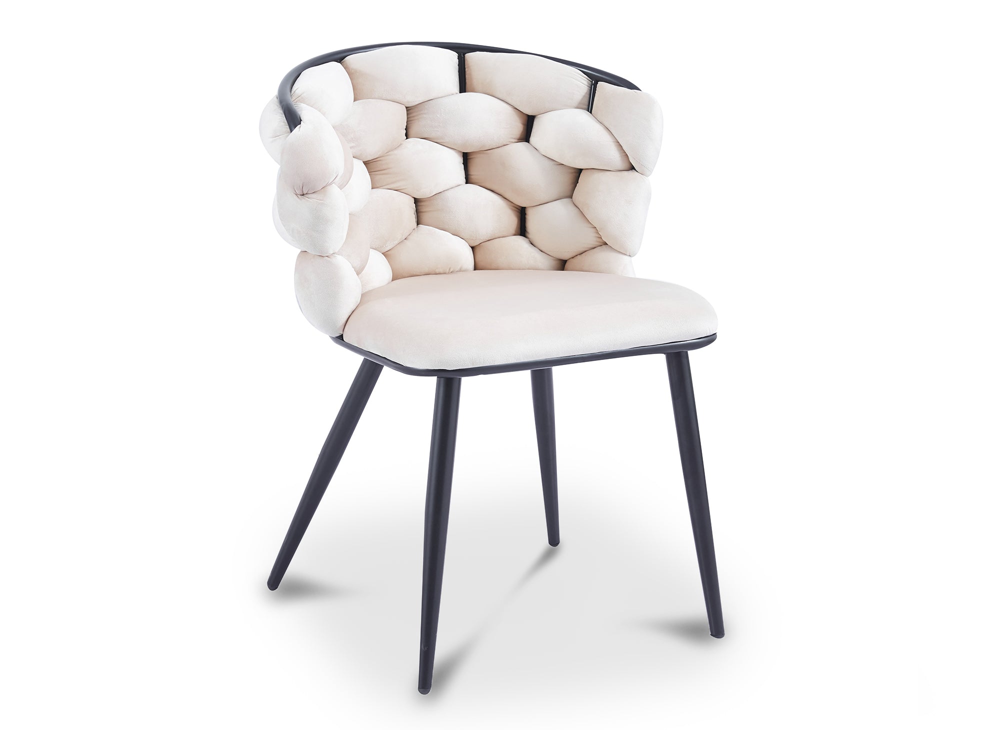 2er-Set beige Samtstühle mit schwarzen Metallbeinen CECILE