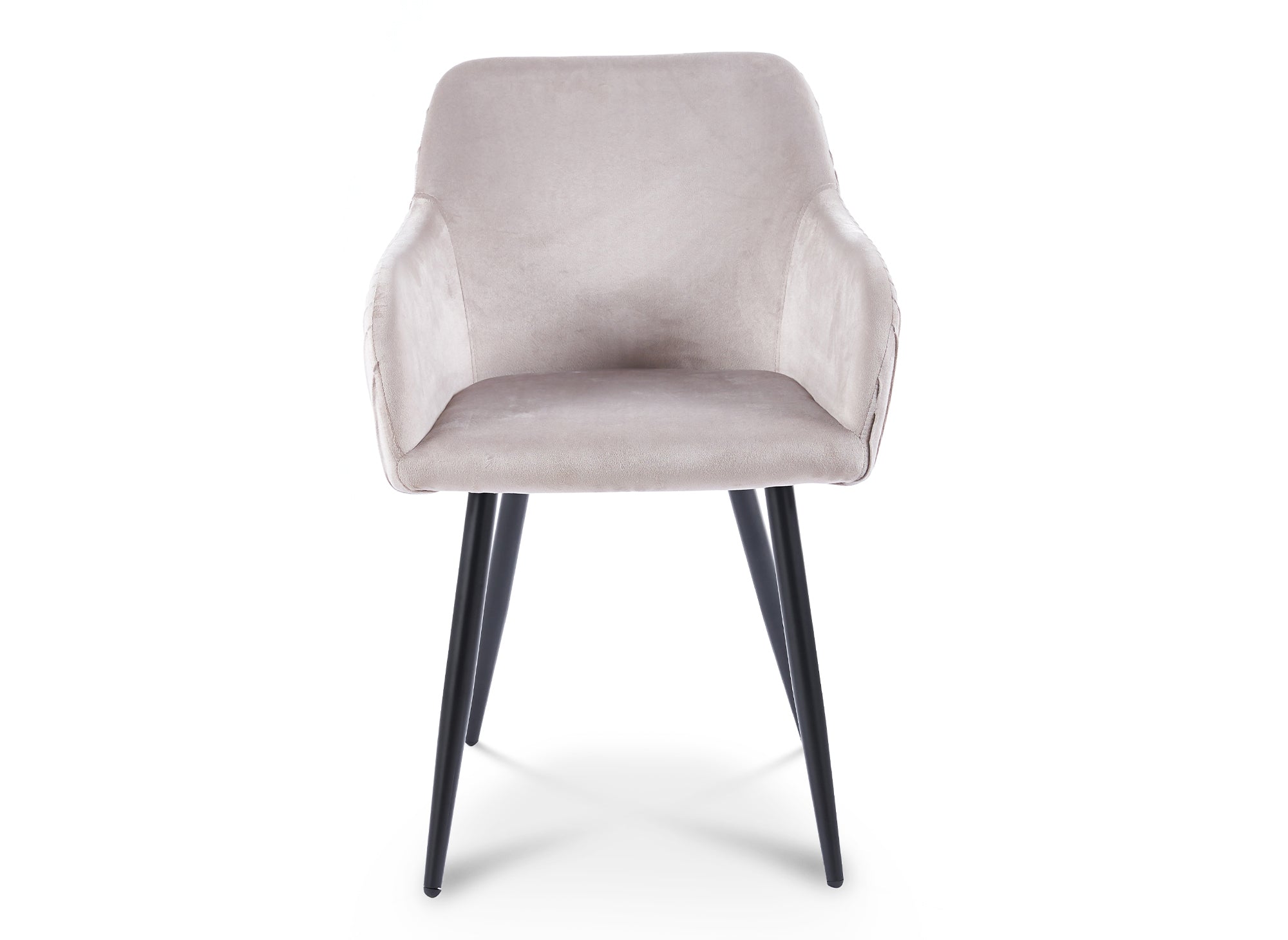 2er-Set beige Samtstühle mit schwarzen Metallbeinen DEVOR