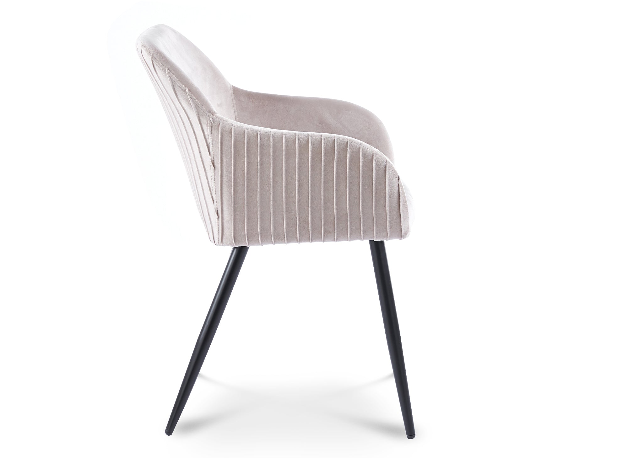 2er-Set beige Samtstühle mit schwarzen Metallbeinen DEVOR