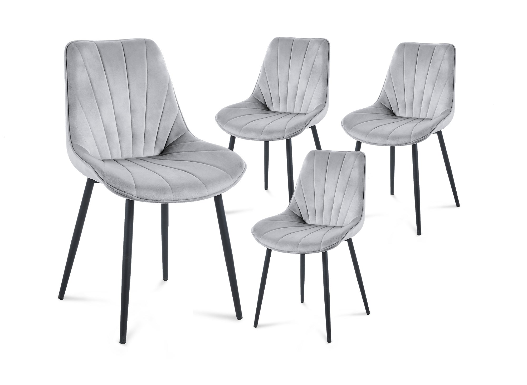 4er Set ELOVA Designerstühle in grauem Samt