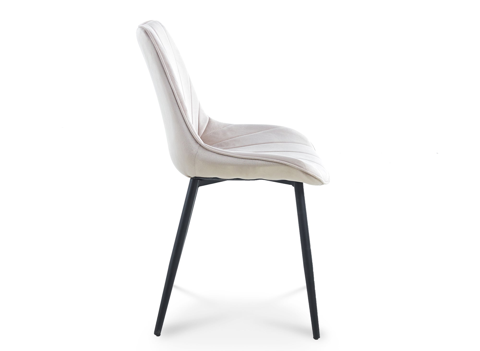 4er-Set beiger Designer-Samtstuhl ELOVA