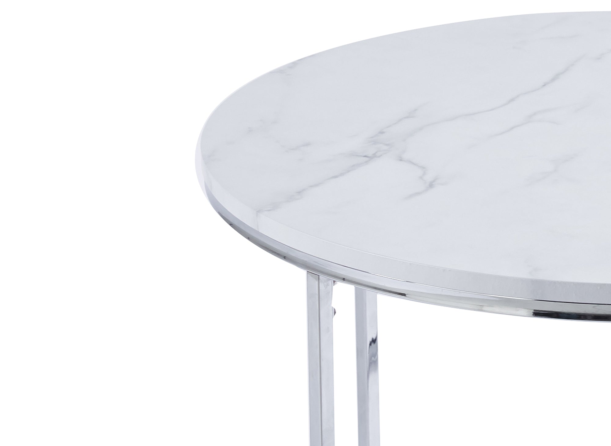ROYCE runder Couchtisch in Marmoroptik mit Chrombeinen