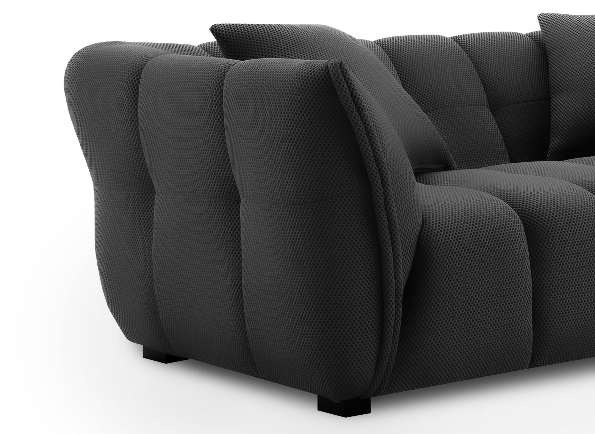 ELENA 2-Sitzer-Sofa aus schwarzem 3D-Stoff
