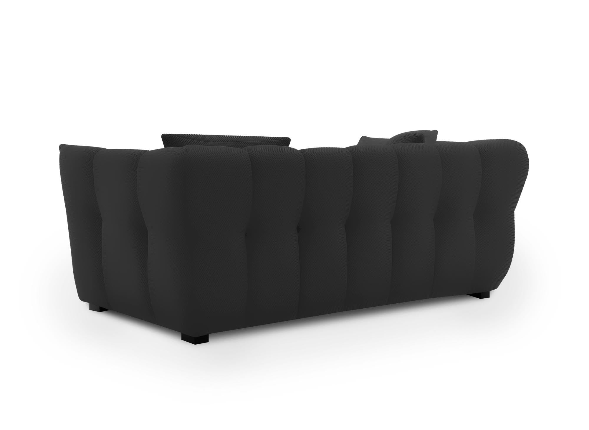 ELENA 2-Sitzer-Sofa aus schwarzem 3D-Stoff