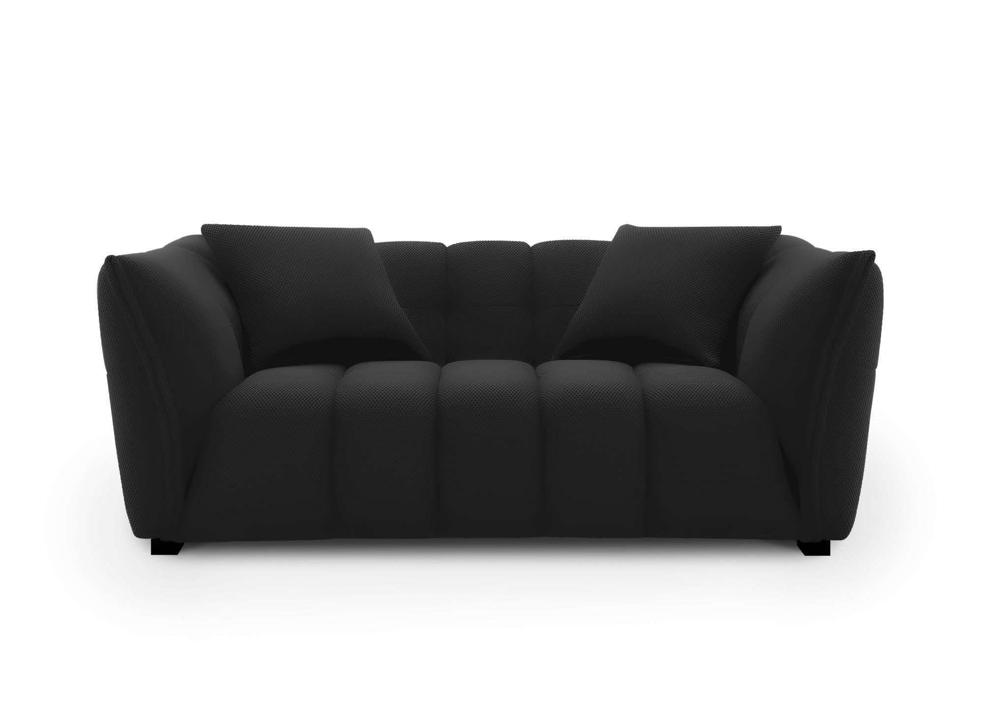 ELENA 2-Sitzer-Sofa aus schwarzem 3D-Stoff