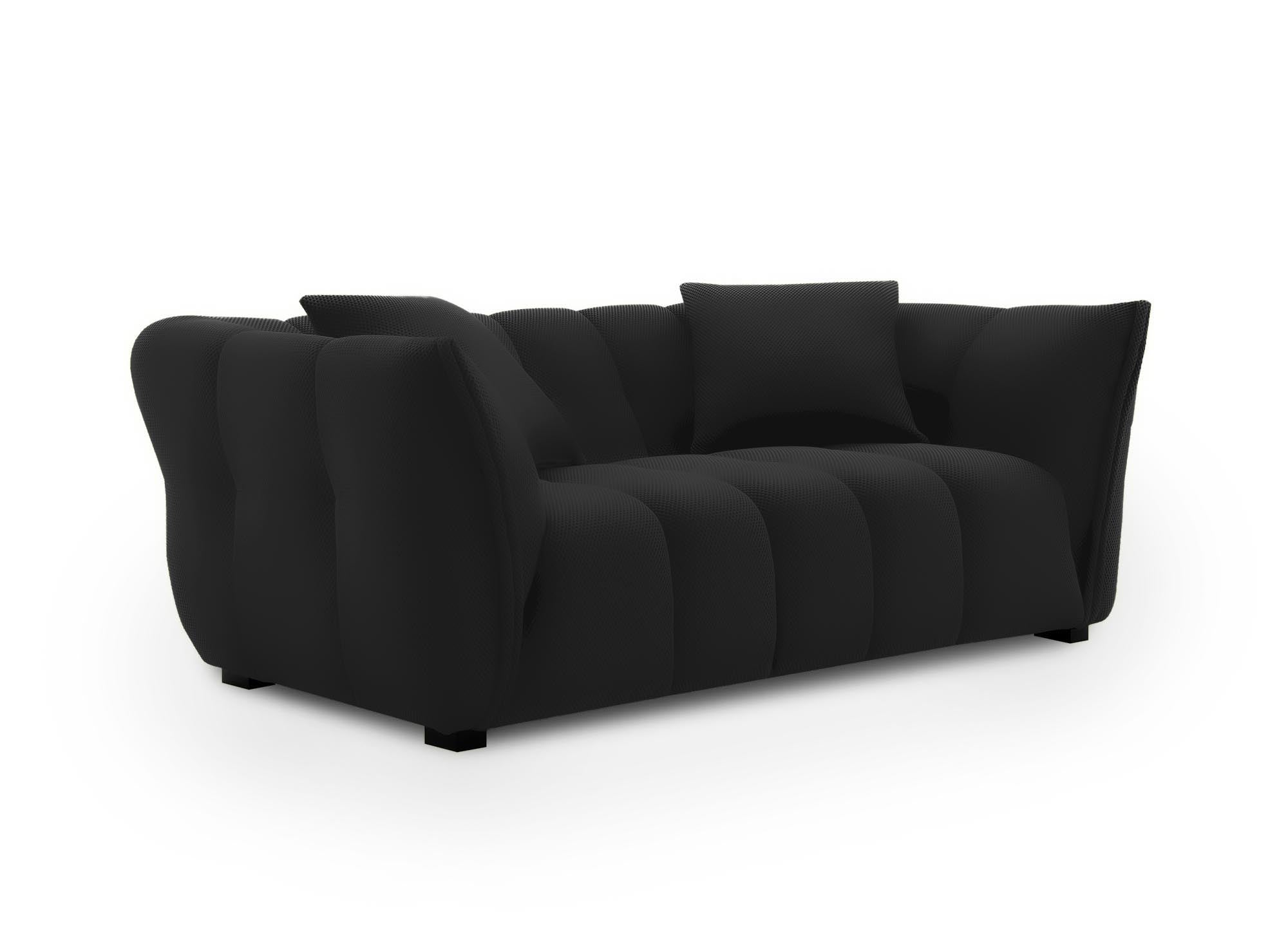 ELENA 2-Sitzer-Sofa aus schwarzem 3D-Stoff