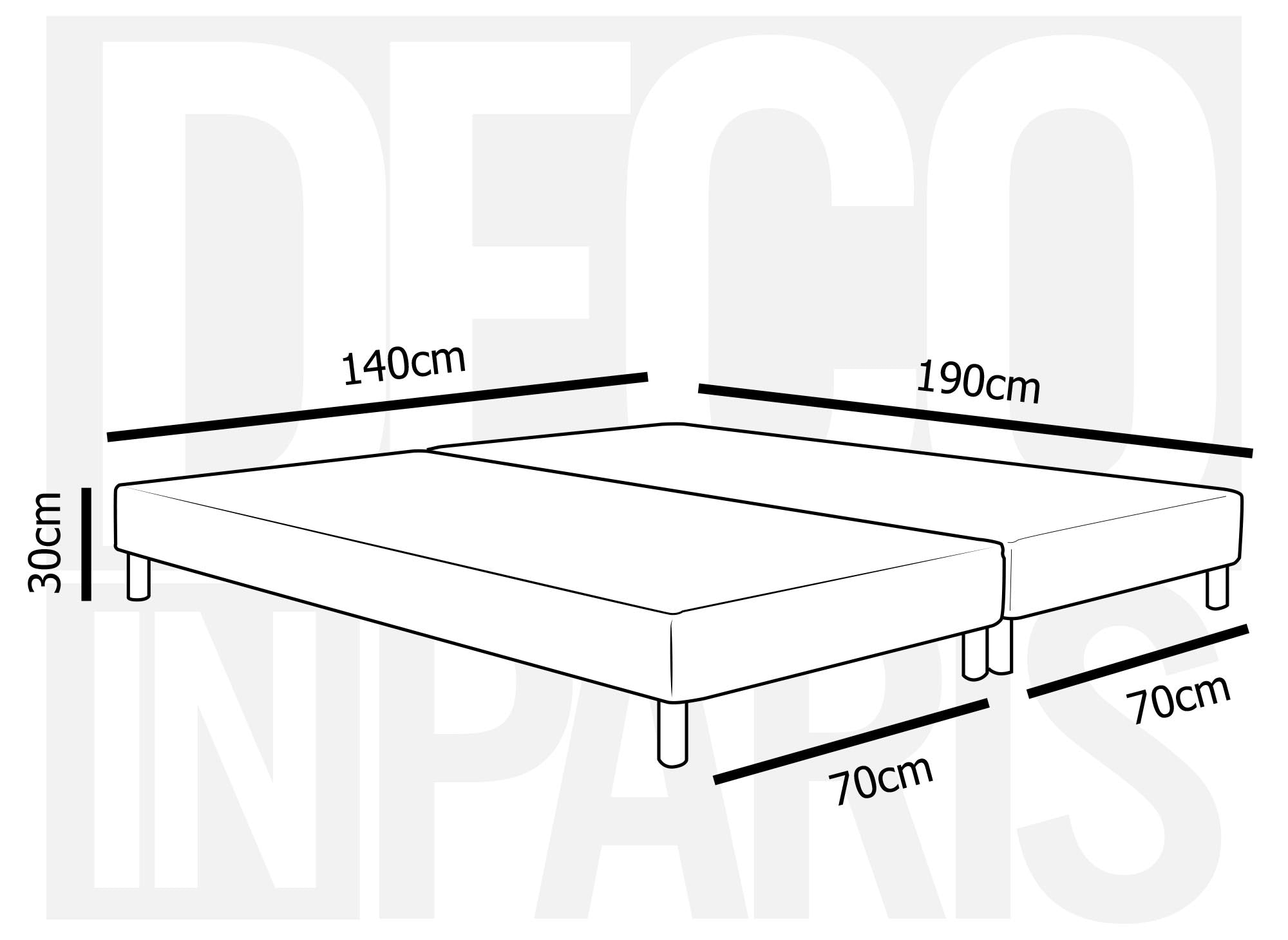 Gepolsterter Bettrahmen 140 X 190 cm + 8 Füße (2x 70x190cm)