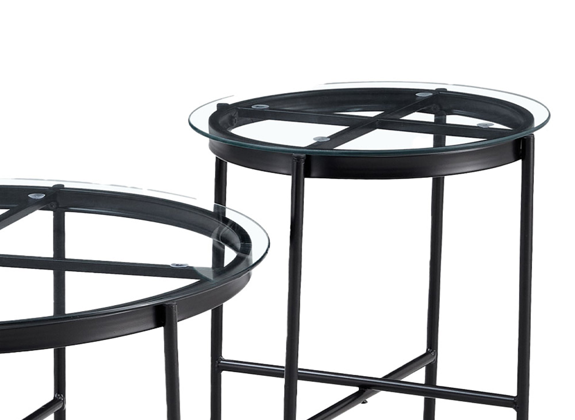 2er-Set runde Couchtische MARZIO aus Glas und Metall