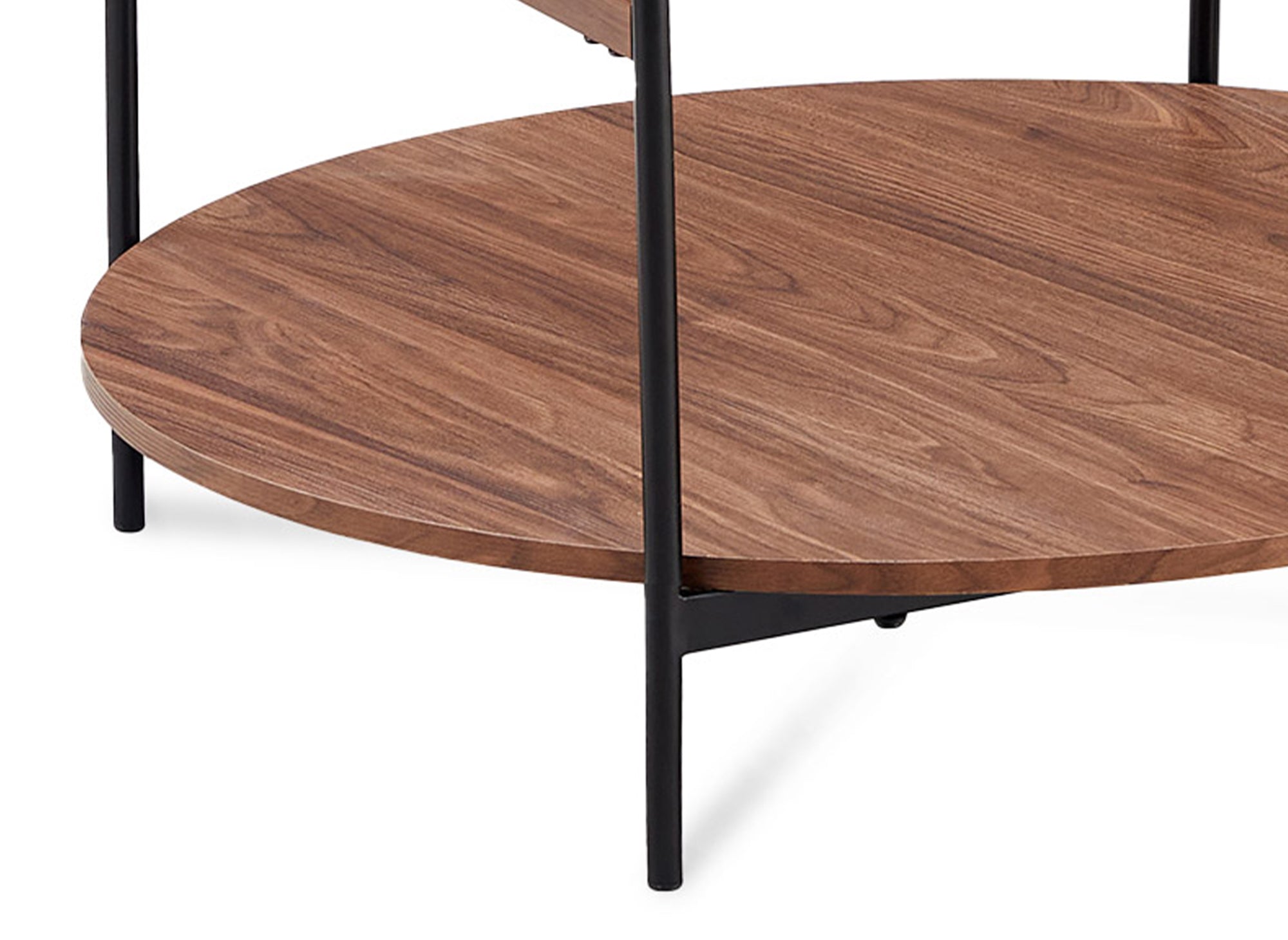 2er-Set runde Couchtische aus Glas, Holz und Metall RIZZO