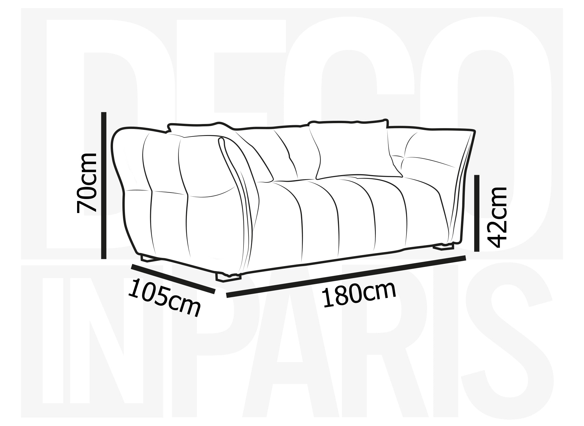 ELENA 2-Sitzer-Sofa aus schwarzem 3D-Stoff