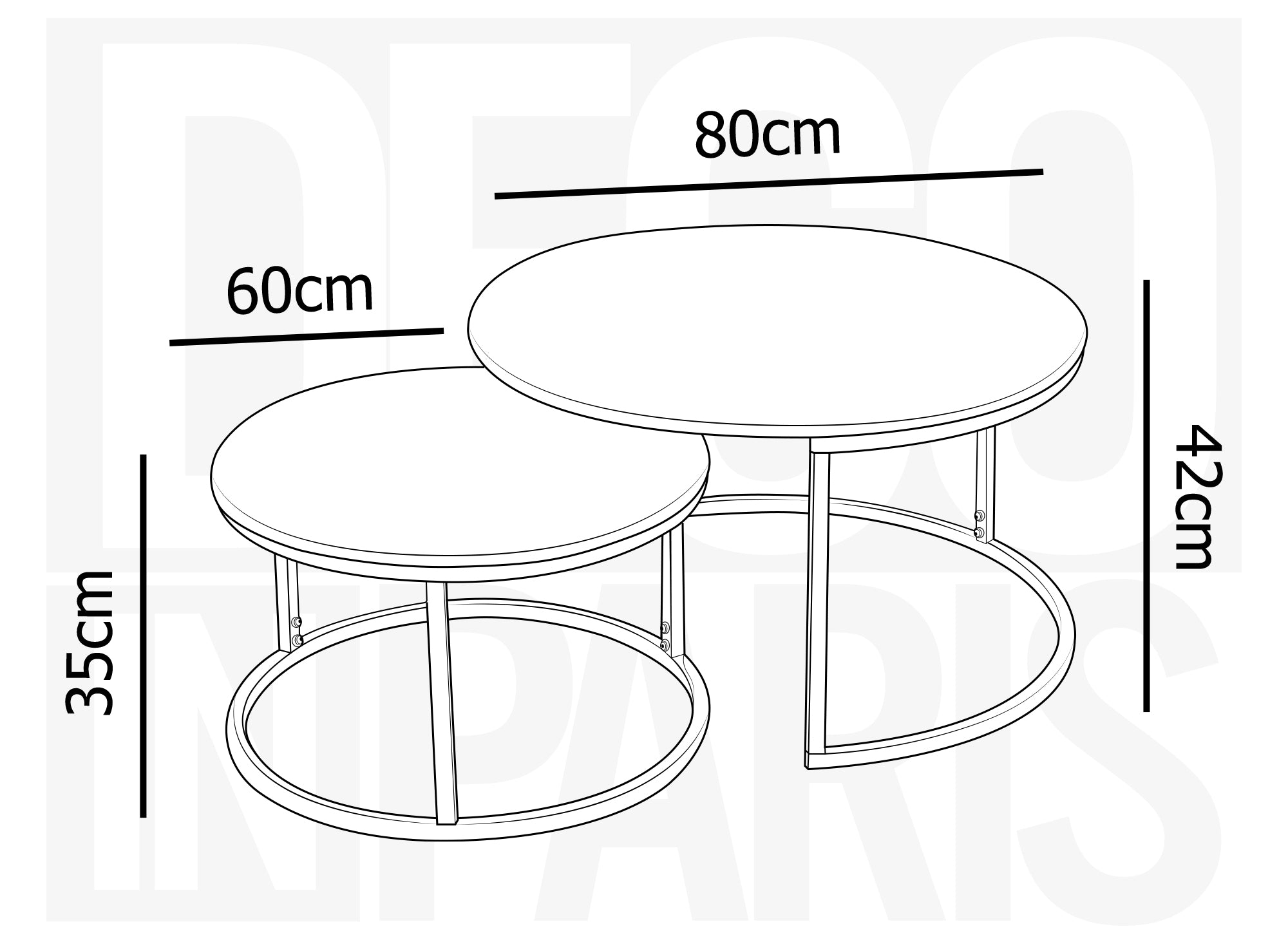 2er-Set runder Designer-Couchtische GEORGIA