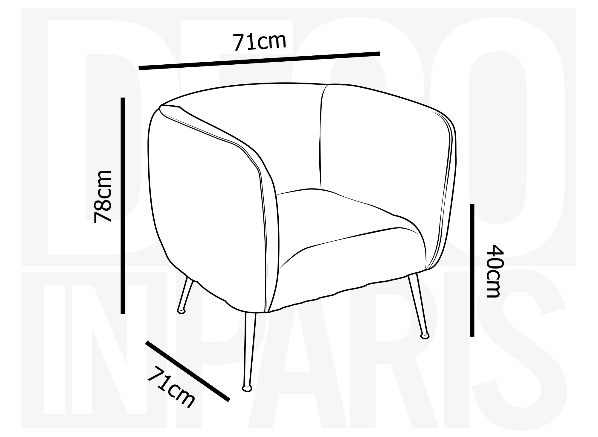 PERRY Cabriolet-Sessel aus schwarzem Samt mit goldenen Beinen