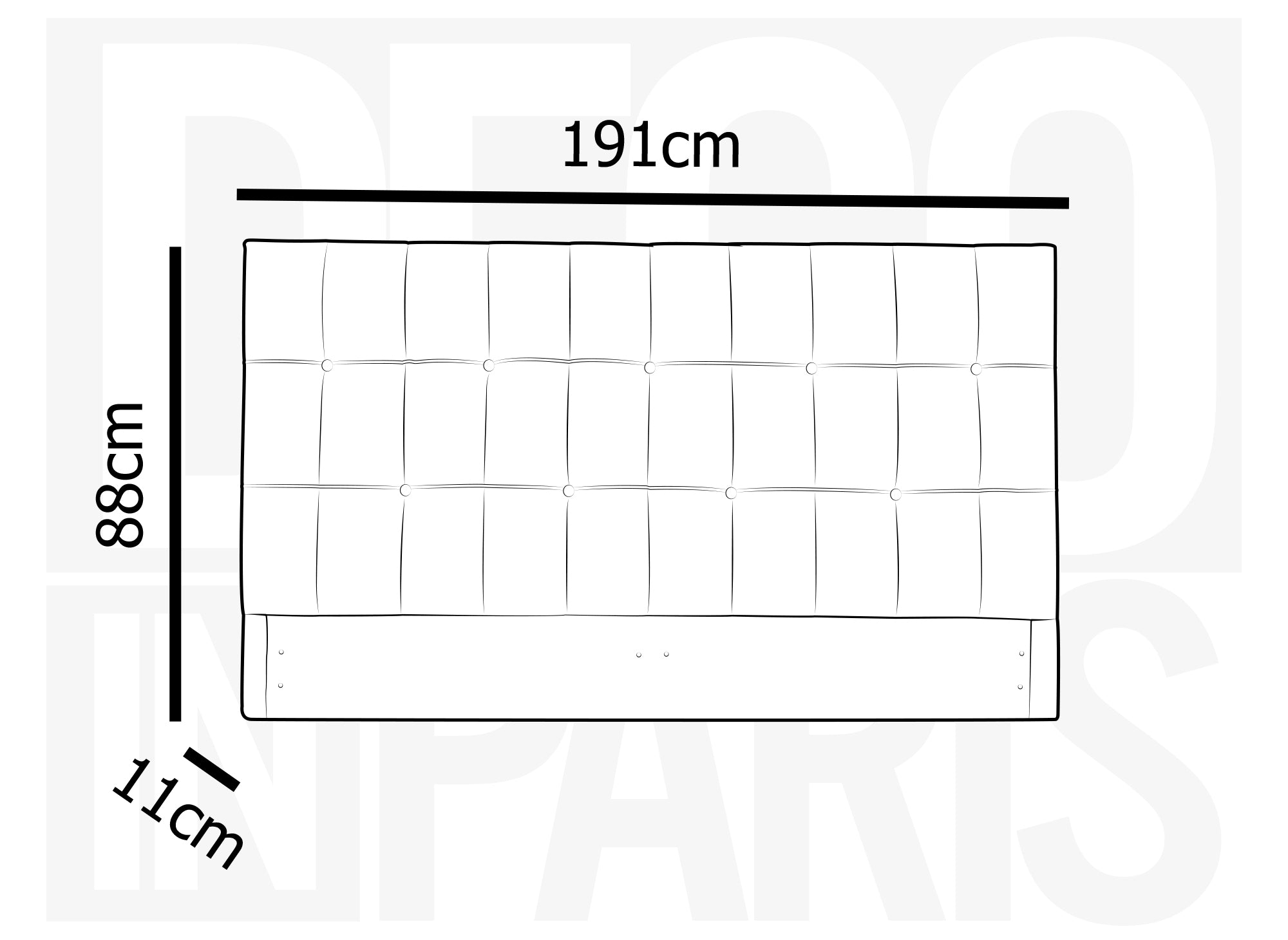 DOMICE 180 cm graues, stoffgepolstertes Kopfteil