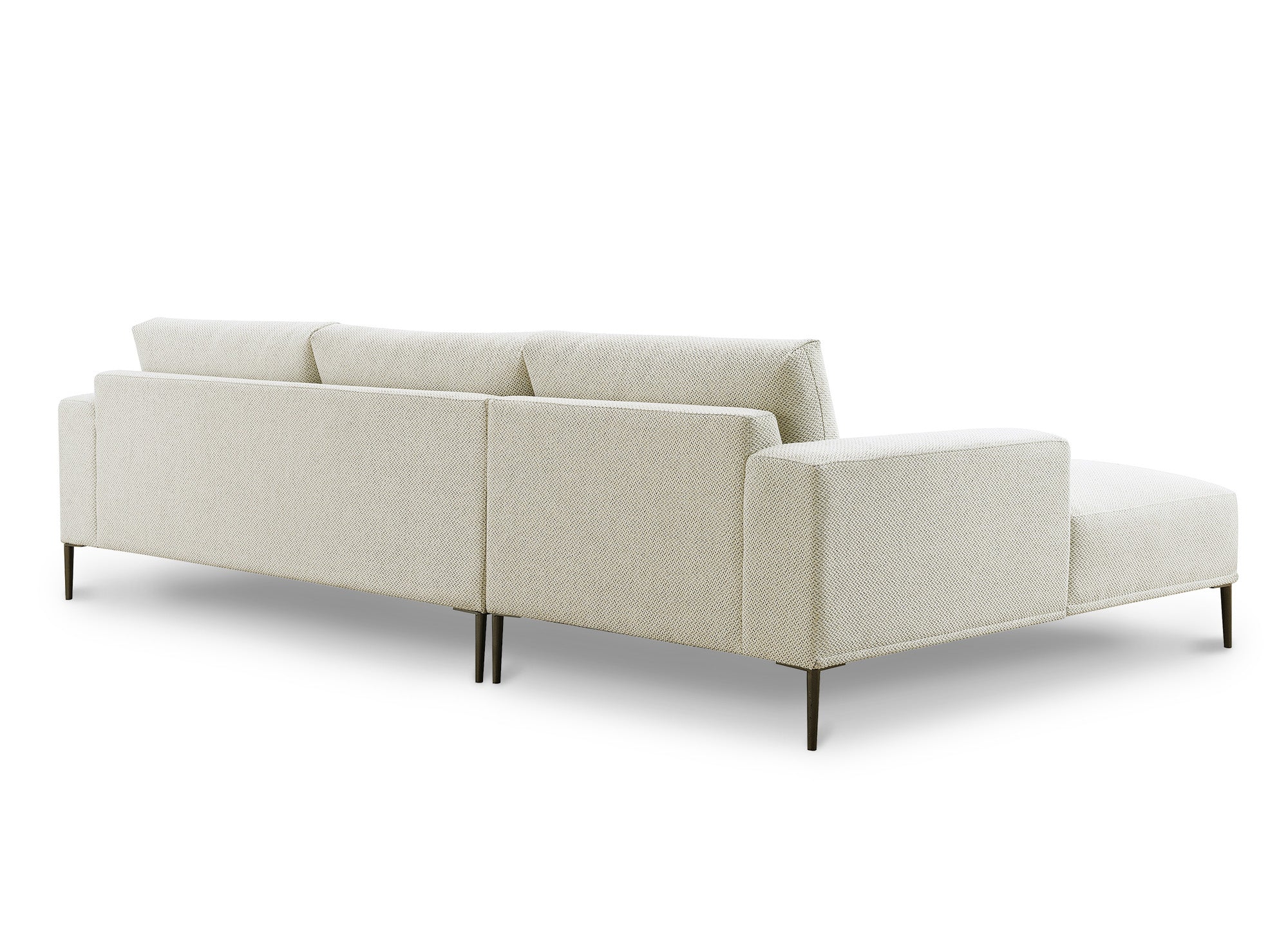 Ecksofa ARNOLD aus beigefarbenem Stoff mit Chaiselongue - Linke Ecke