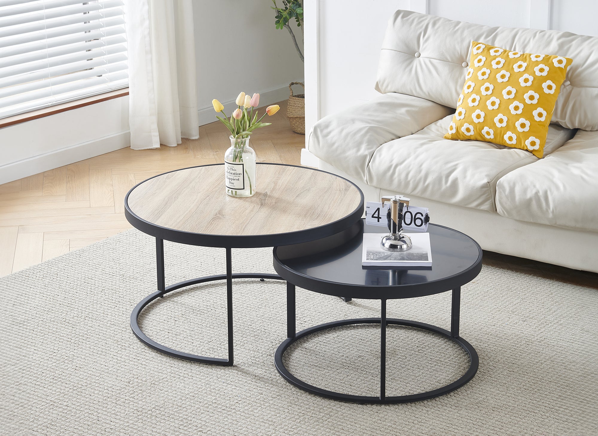 2er-Set runder Couchtische AMERIO