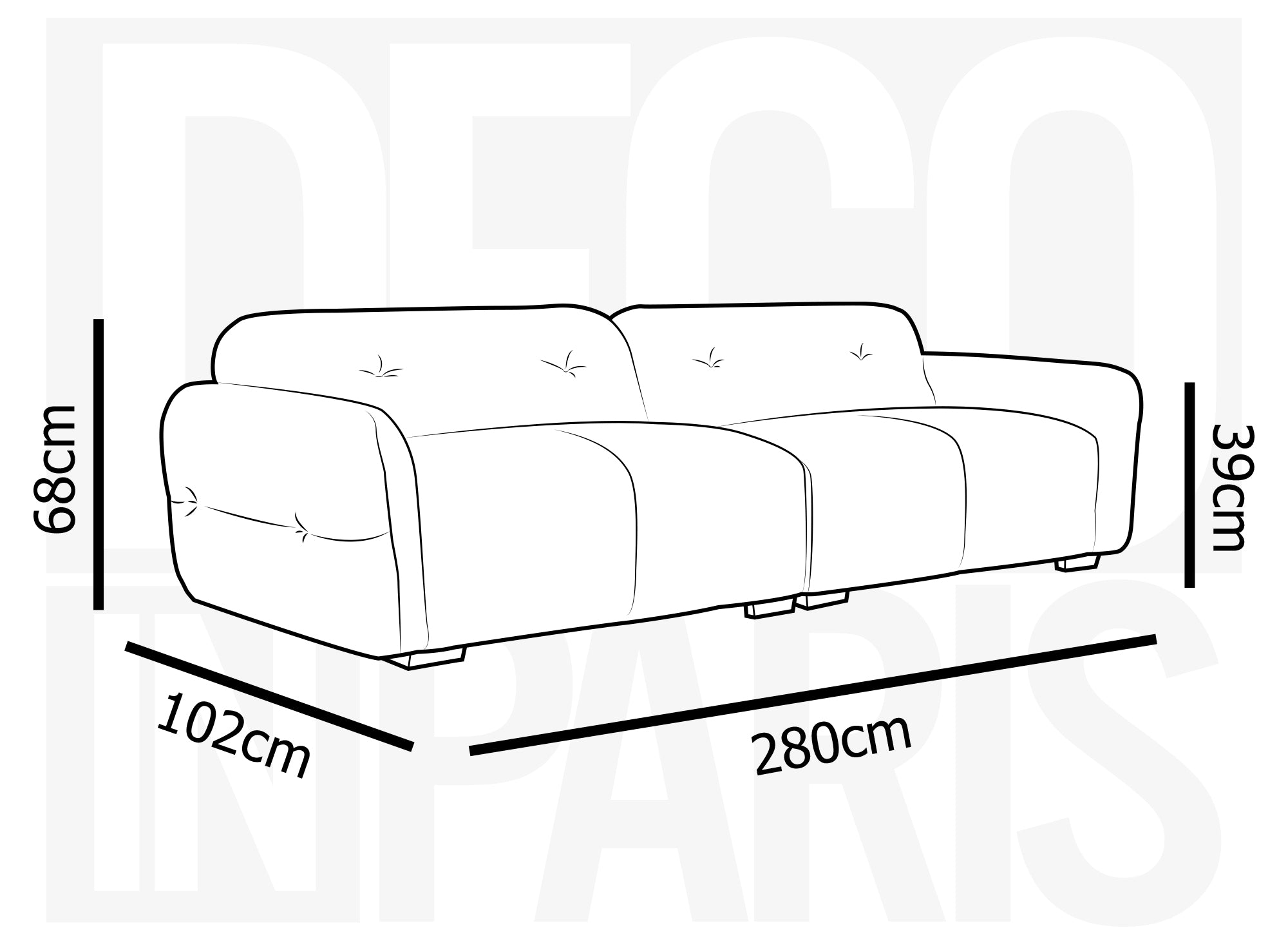 PICASSO 4-Sitzer-Sofa aus grauem Samt
