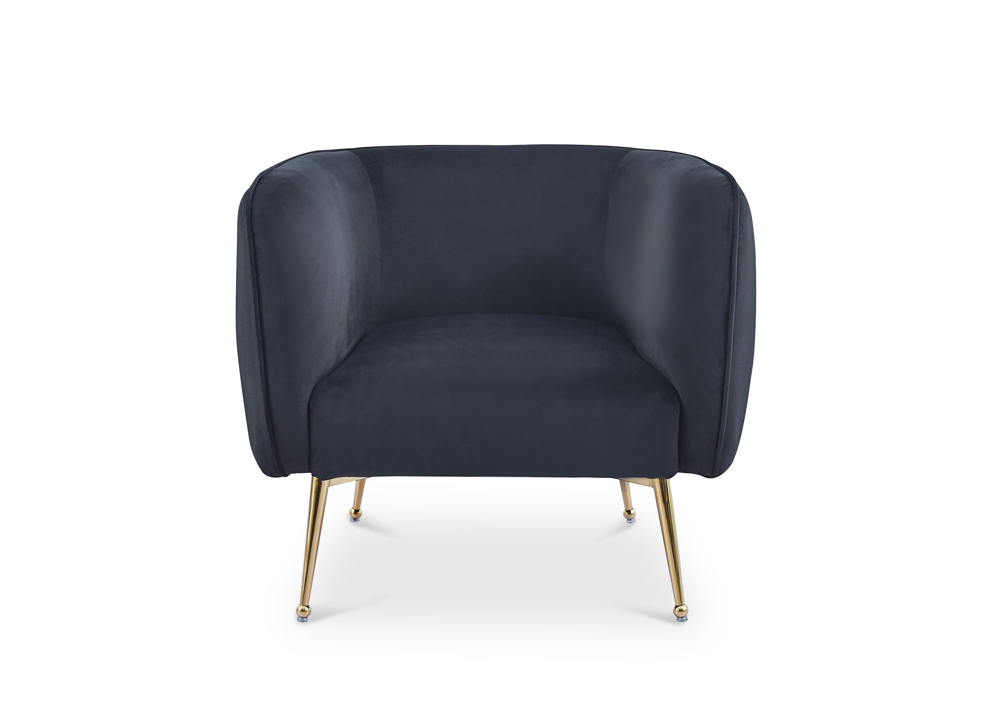 PERRY Cabriolet-Sessel aus schwarzem Samt mit goldenen Beinen