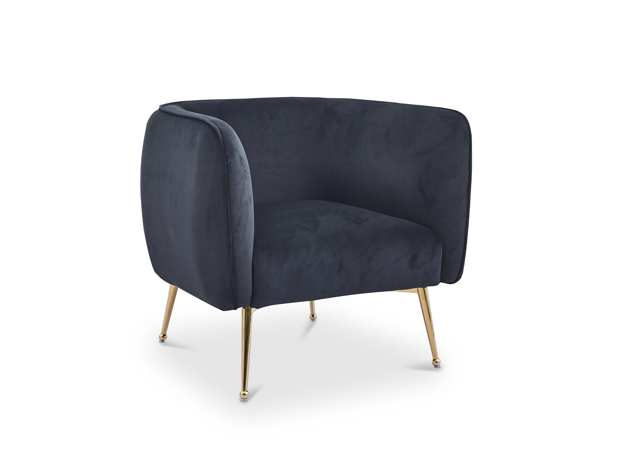 PERRY Cabriolet-Sessel aus schwarzem Samt mit goldenen Beinen