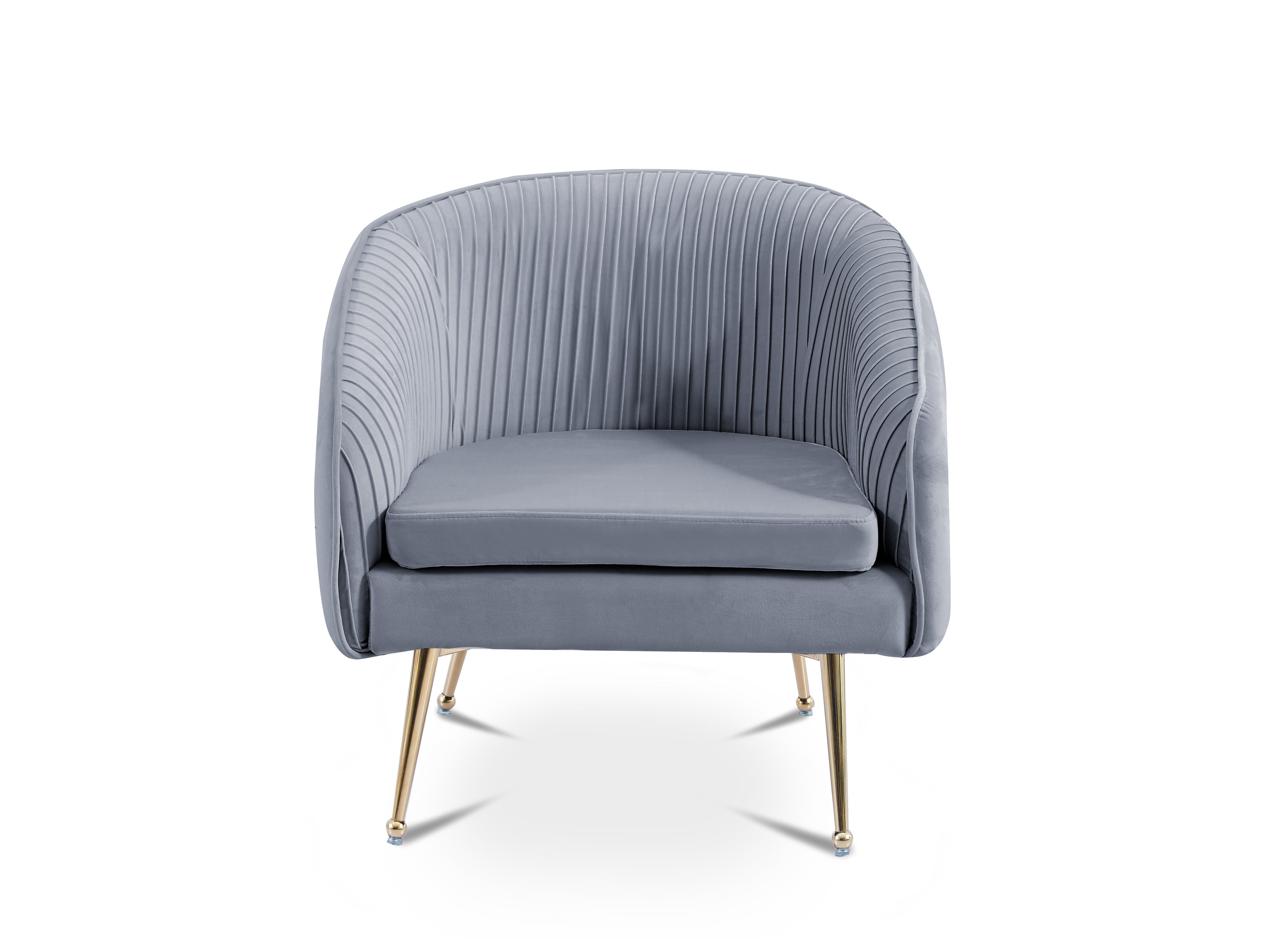 Cabriolet-Sessel TRECY aus grauem Samt mit goldenen Beinen