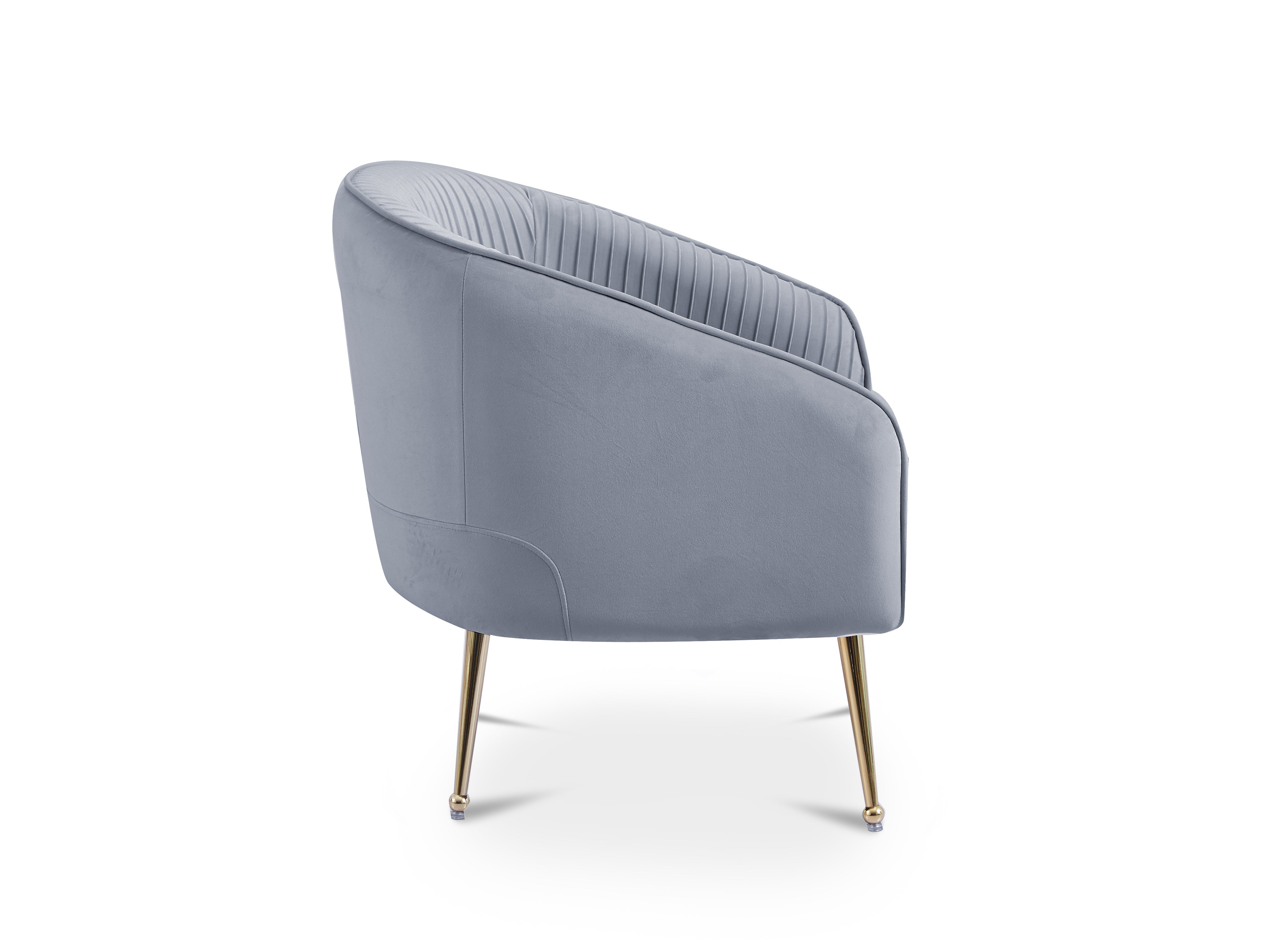 Cabriolet-Sessel TRECY aus grauem Samt mit goldenen Beinen