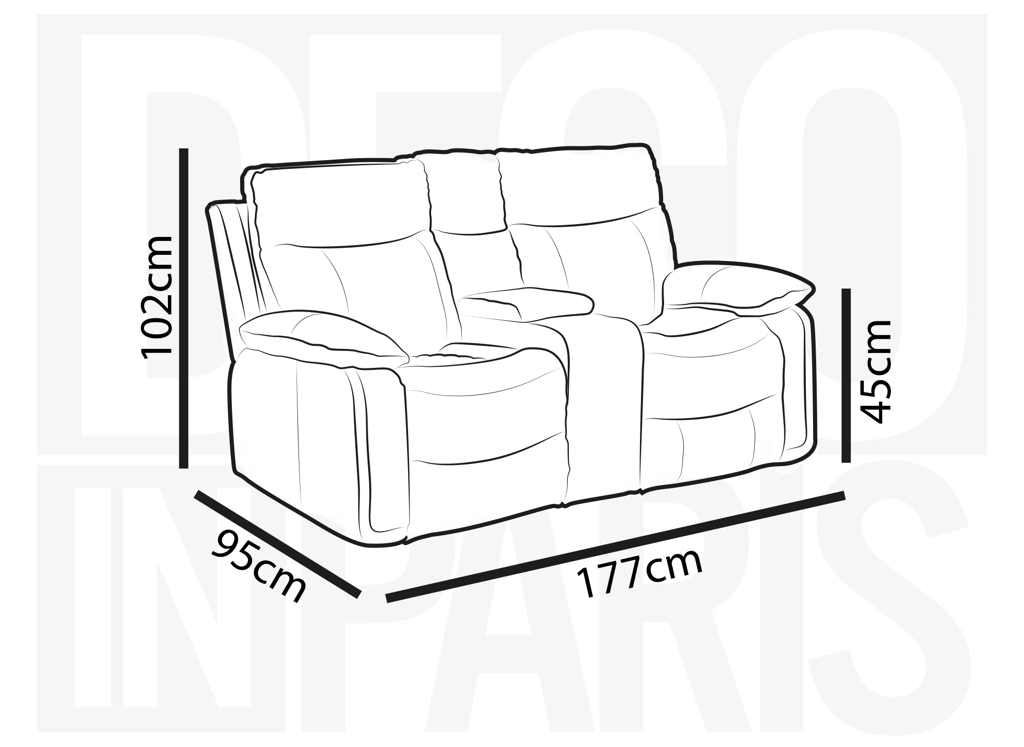 ELISE 2-Sitzer elektrisches Relaxsofa aus hellgrauem Kunstleder