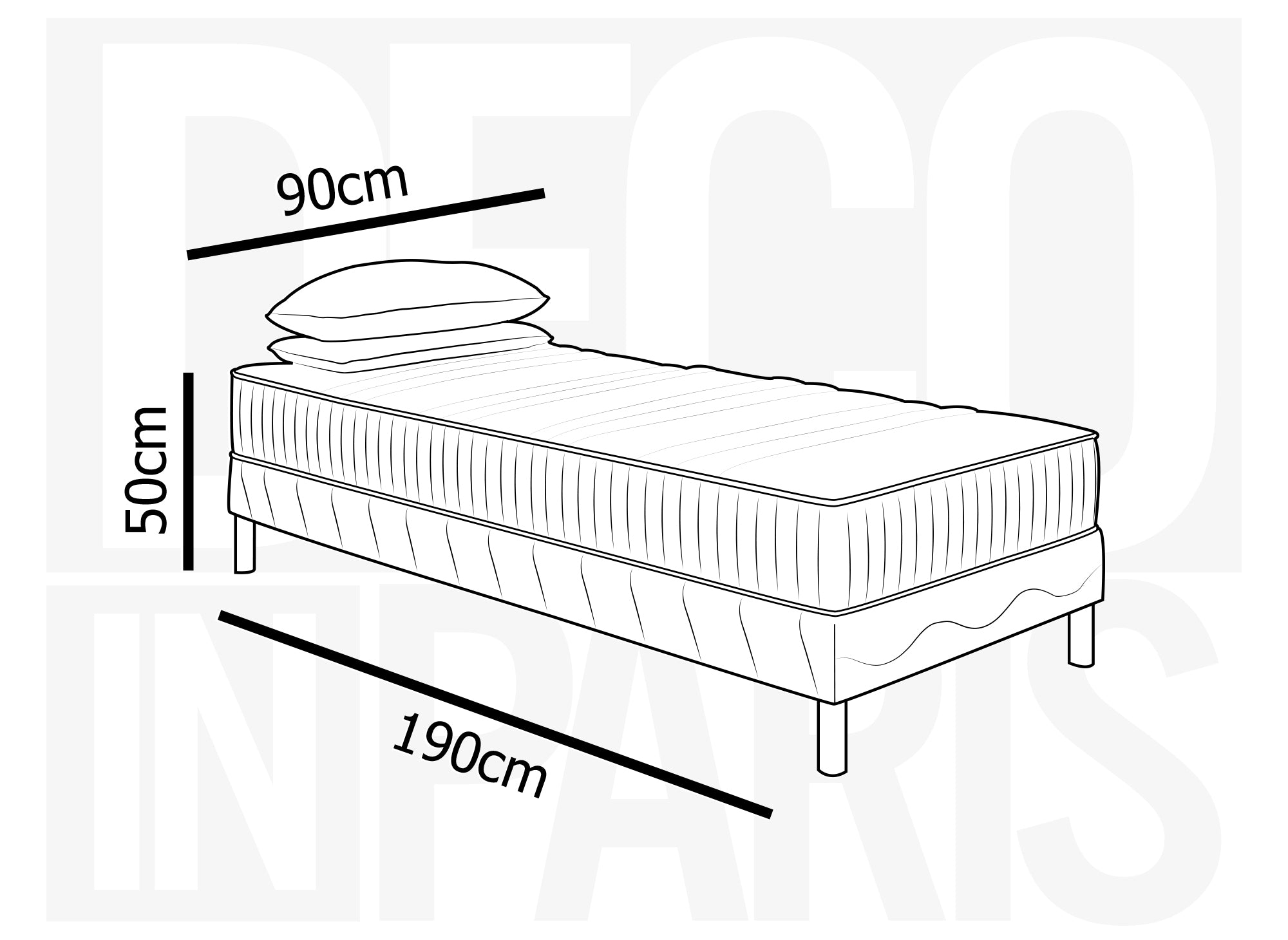 Set 90x190 Boxspring + 20 cm Schaumstoffmatratze - AWAN