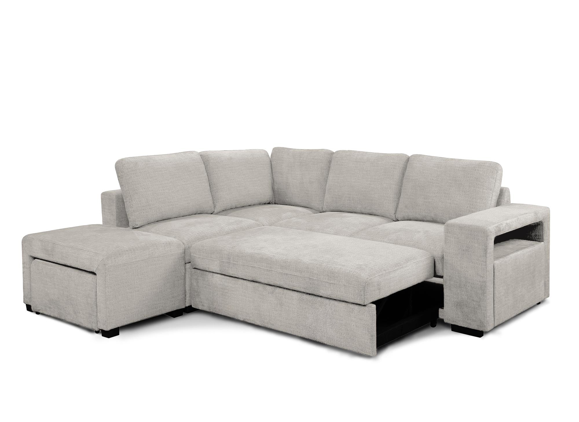 ALBAN Ecksofa aus beigefarbenem Stoff – Linke Ecke