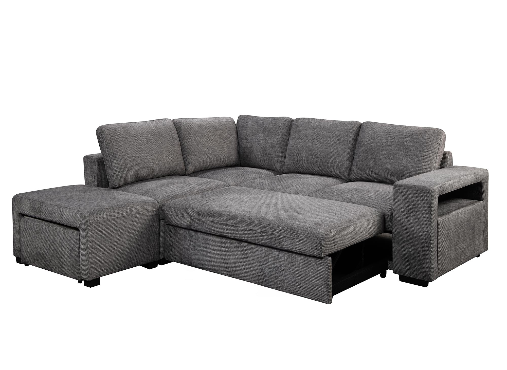 ALBAN Ecksofa aus dunkelgrauem Stoff – Linke Ecke