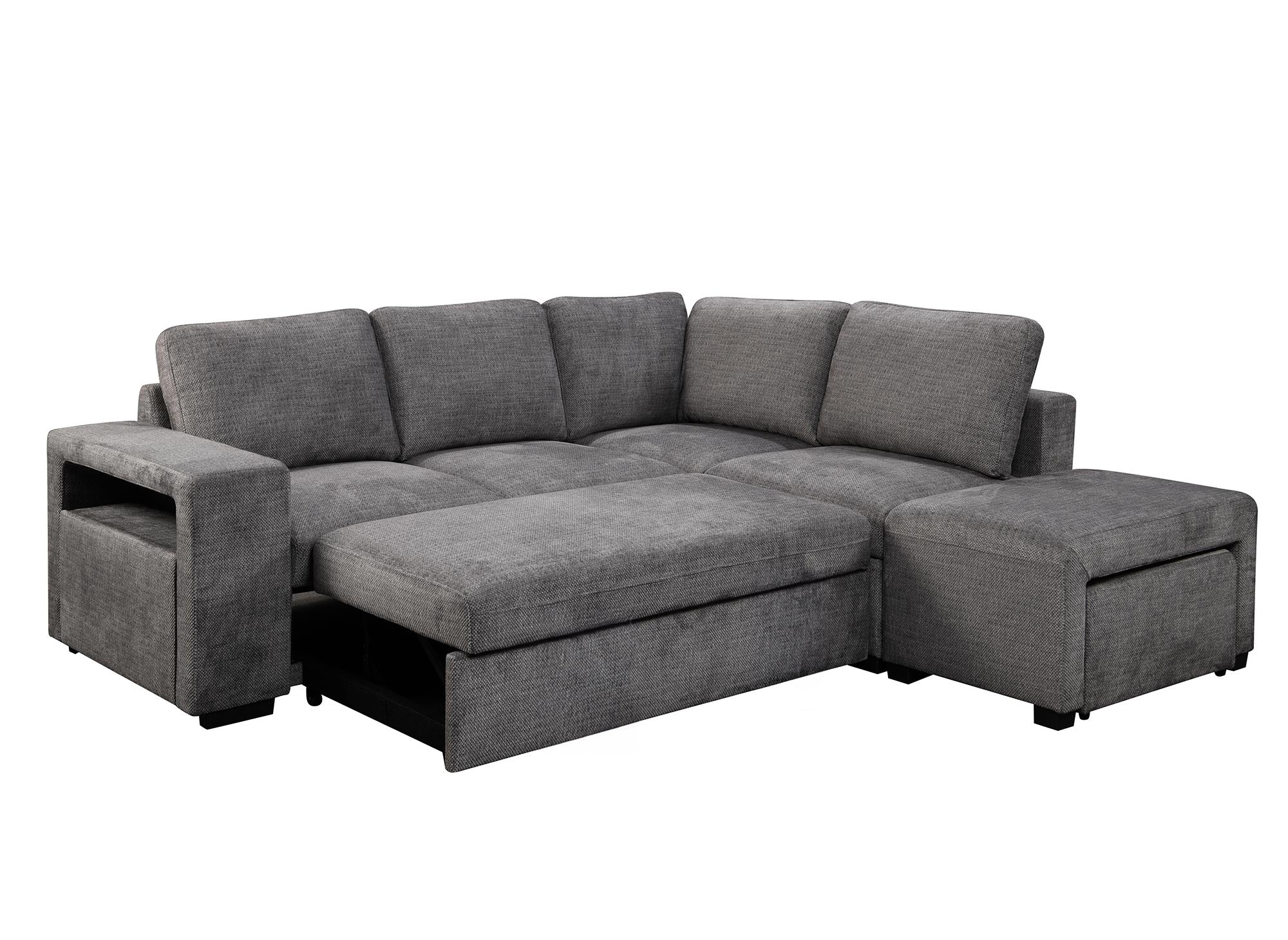 ALBAN Ecksofa aus dunkelgrauem Stoff – rechtwinklig