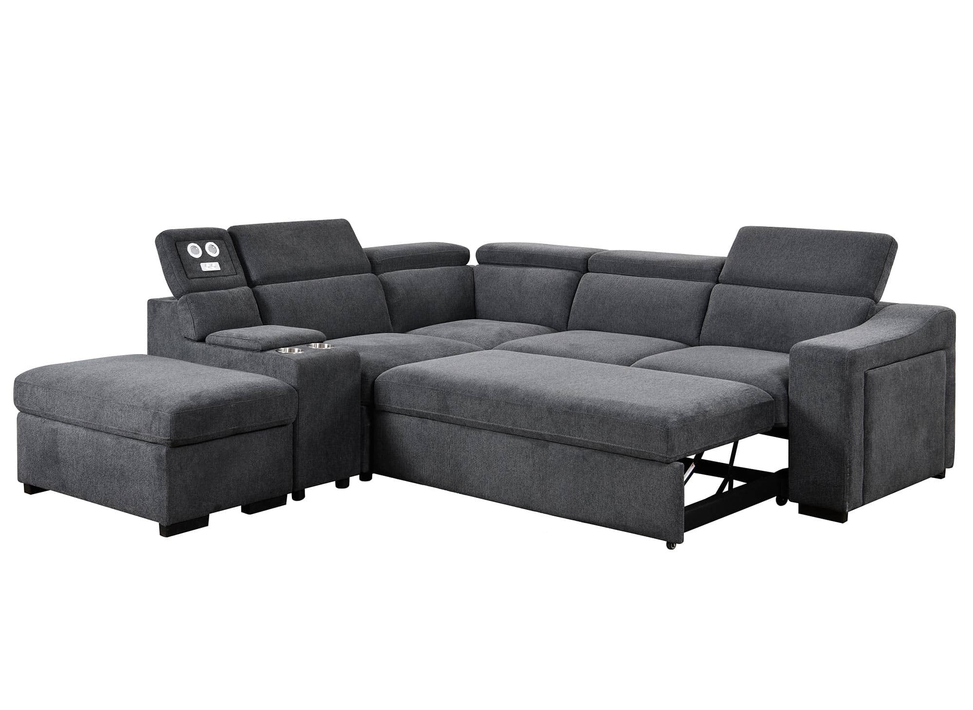 DEREK XL Ecksofa aus dunkelgrauem Stoff – Linke Ecke