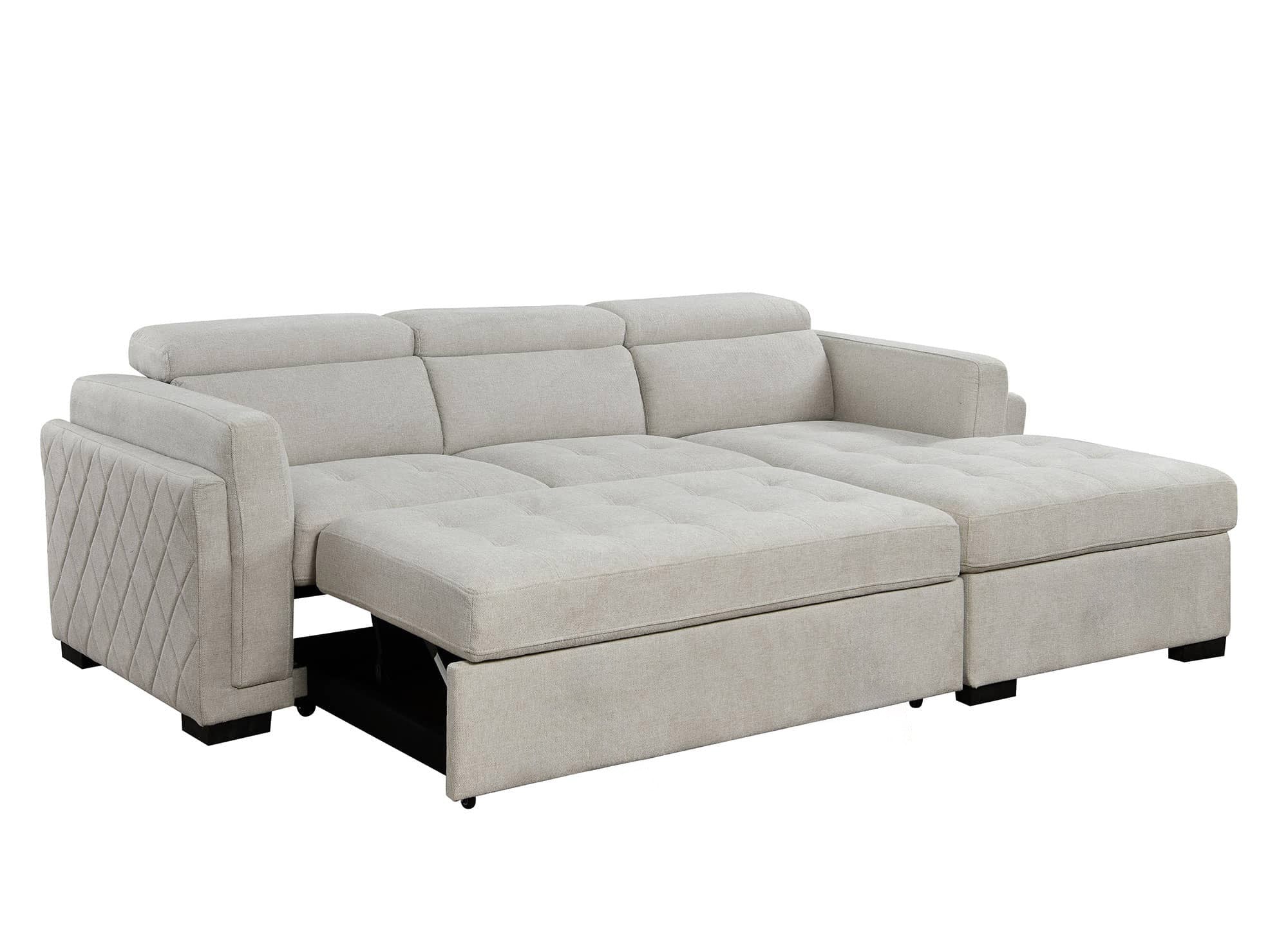 CHANDLER Ecksofa aus beigefarbenem Stoff – rechtwinklig