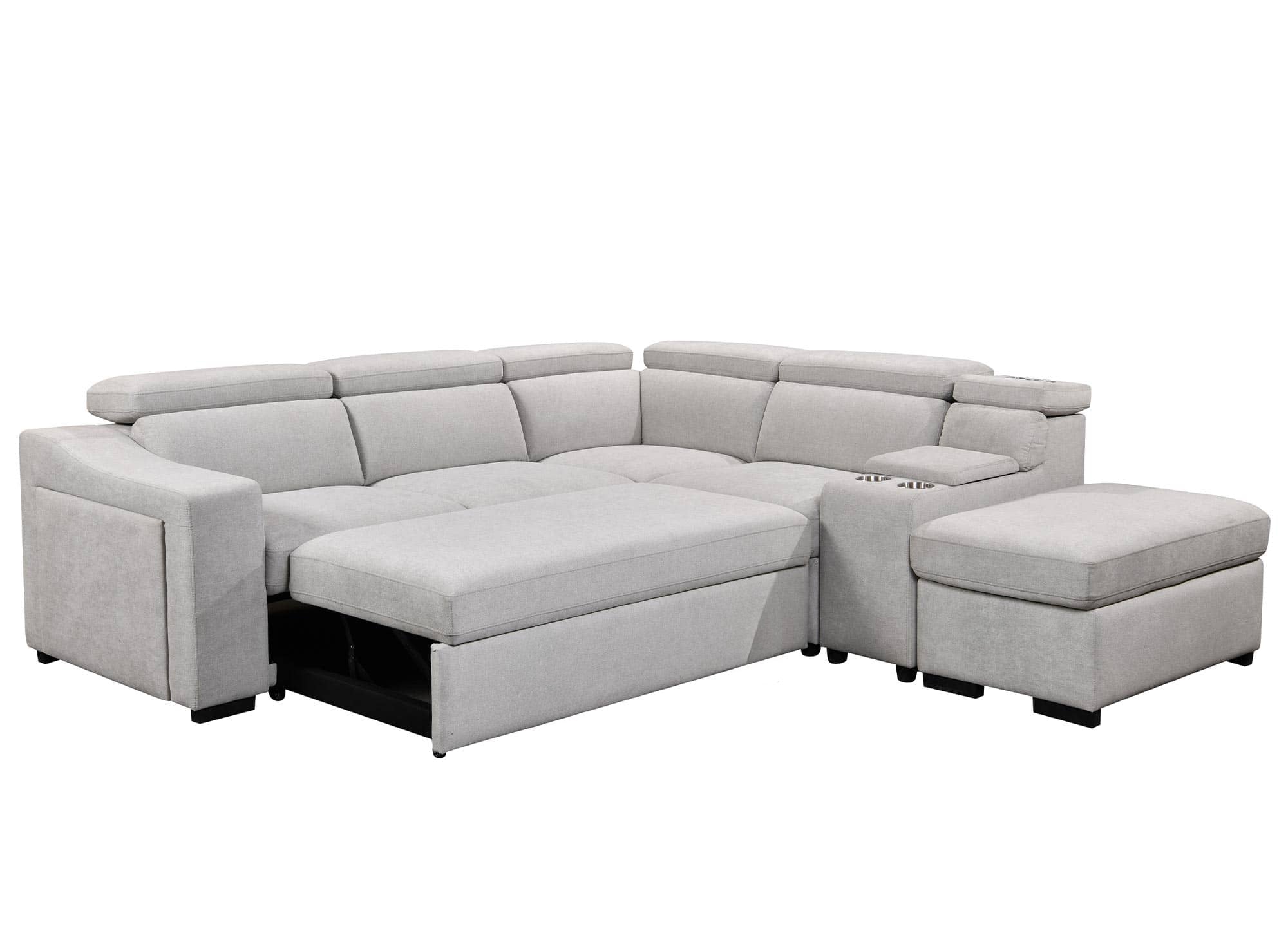 DEREK XL Ecksofa aus beigem Stoff, rechtwinklig